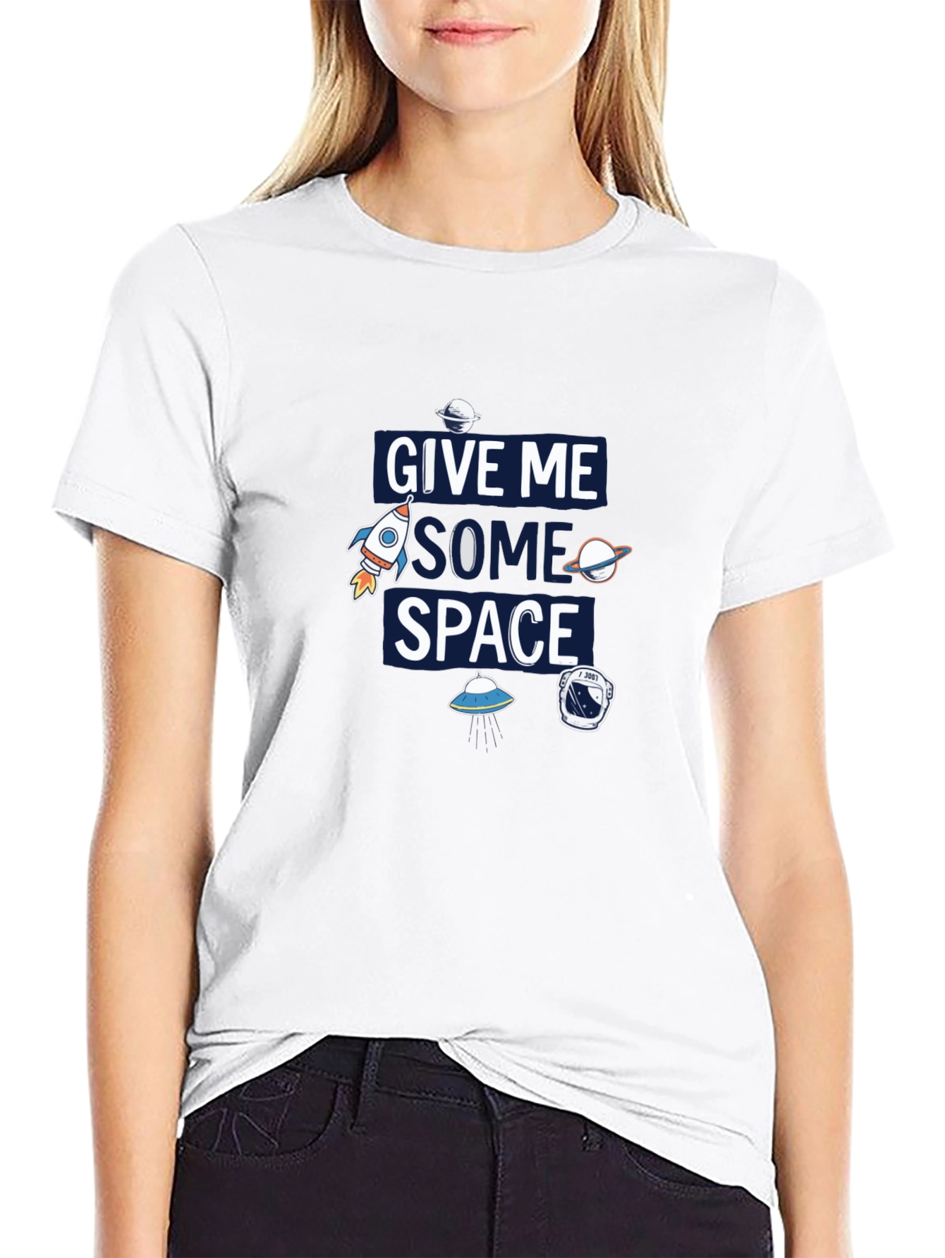 Black Give Me Some Space Graphic T-Shirt view 9