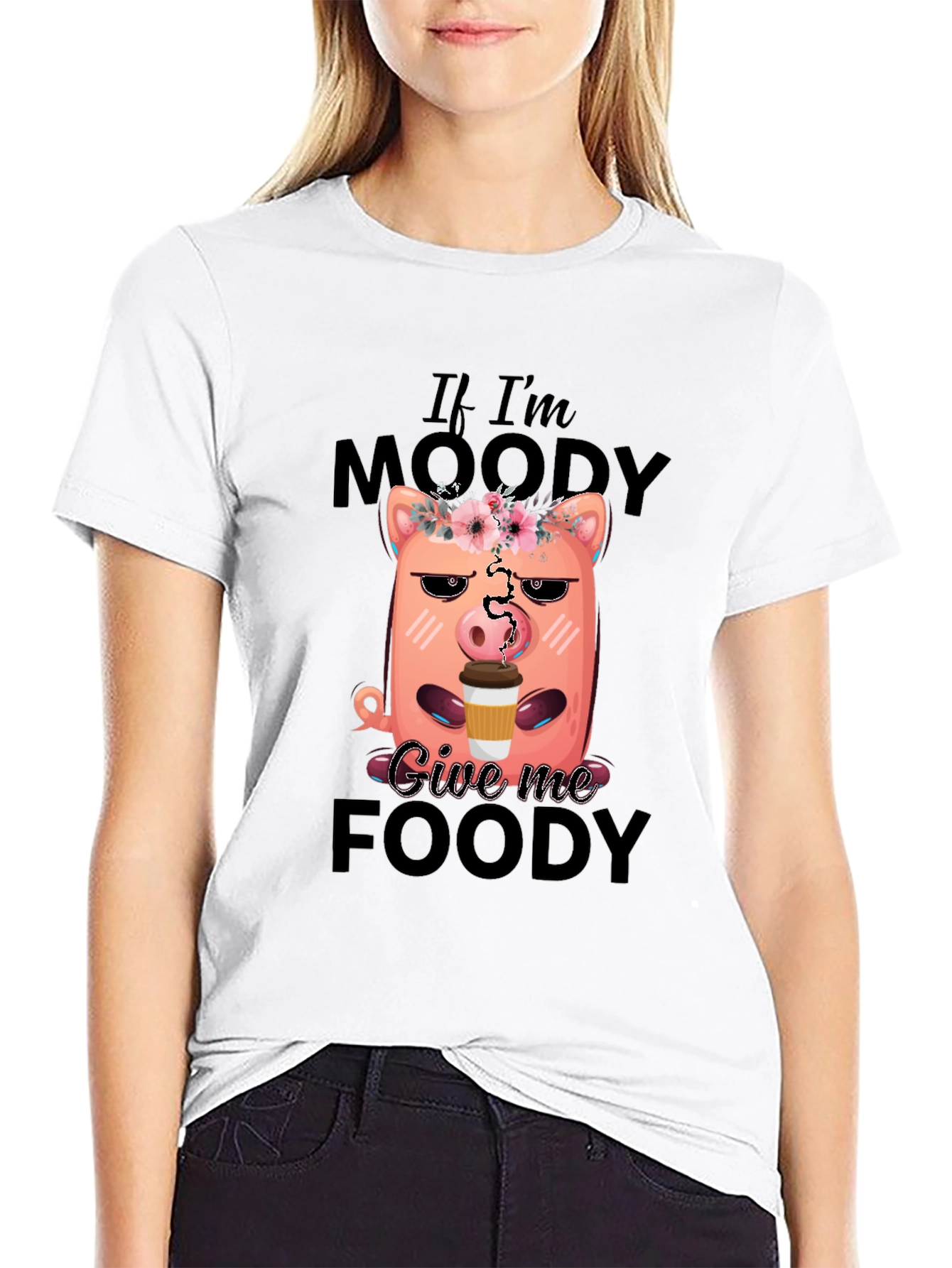 Black Moody Pig Coffee Graphic Tee view 9