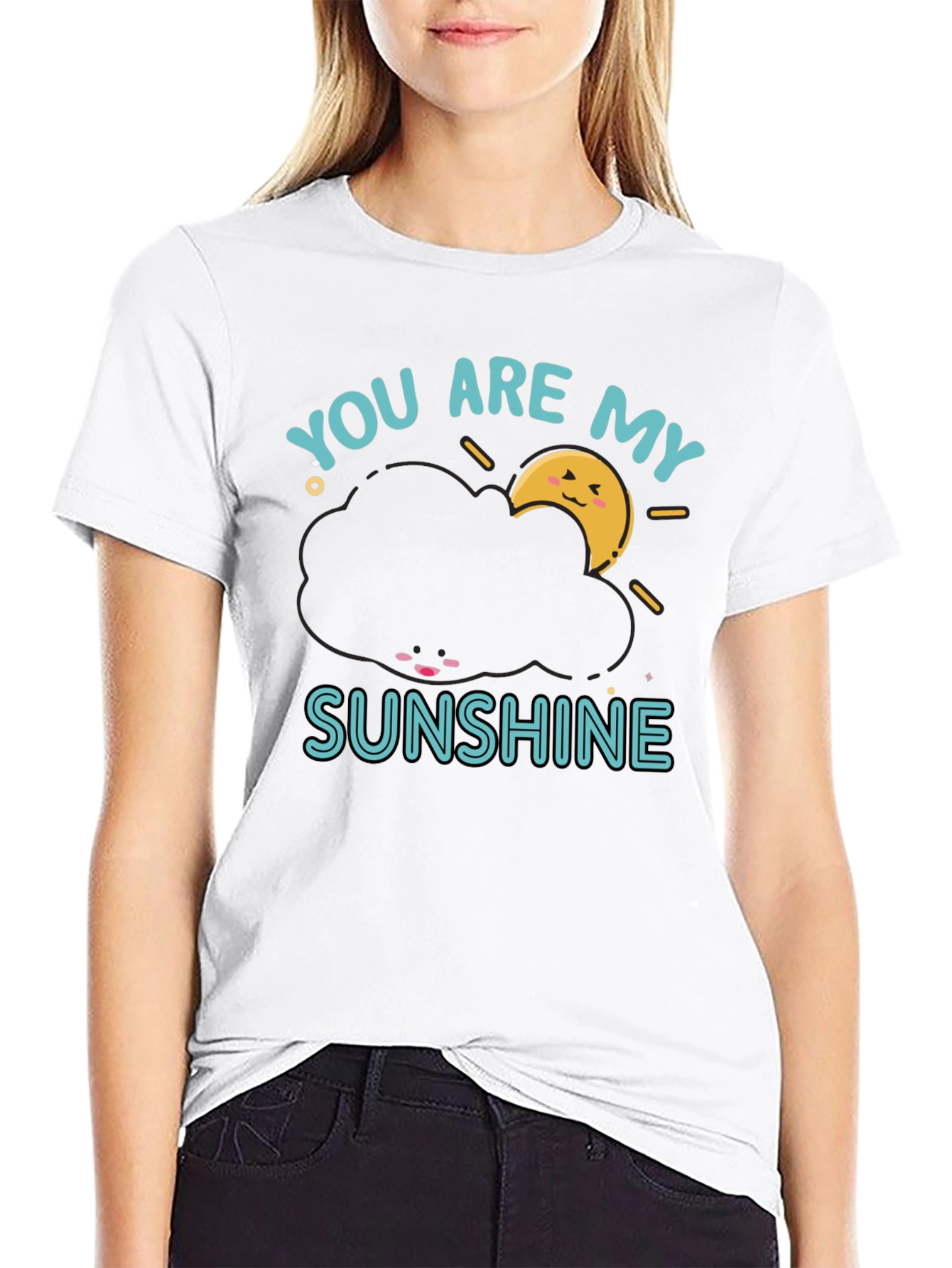 Black You Are My Sunshine Graphic Tee - Cute Cloud Design view 9