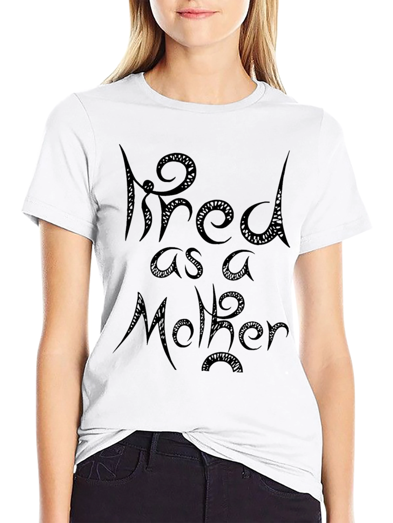 Black Tired as a Mother Black Graphic Tee view 9