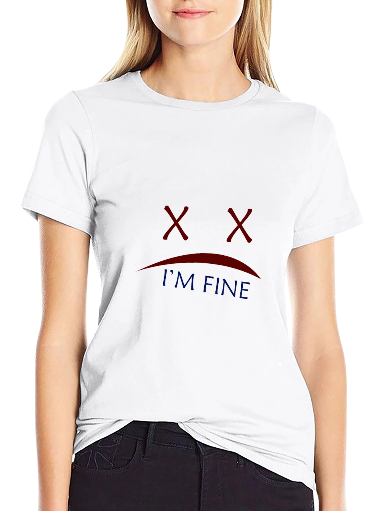 Black I'm Fine Graphic T-Shirt - Black Casual Tee view 9