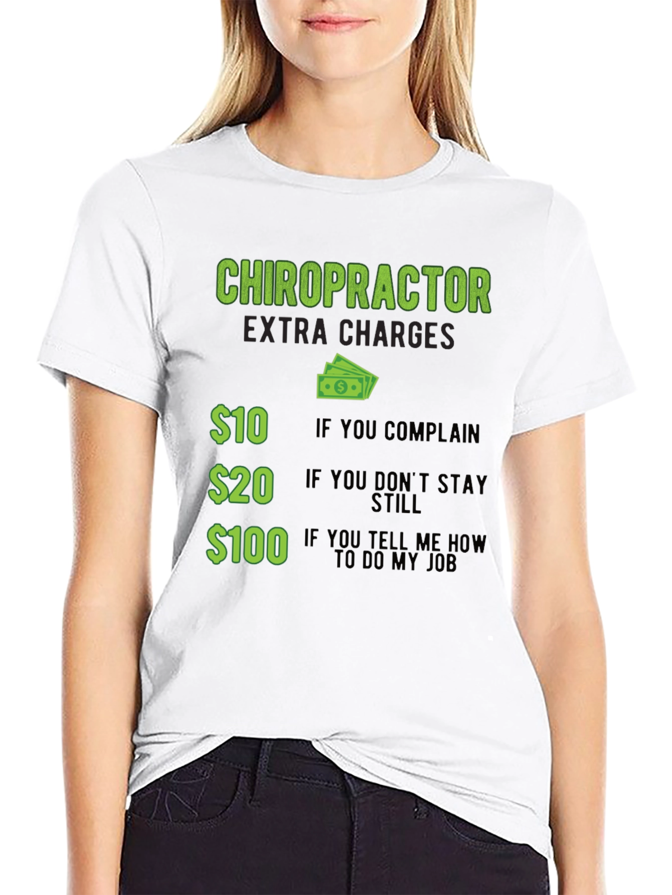 Black Chiropractor Extra Charges Graphic T-Shirt view 9