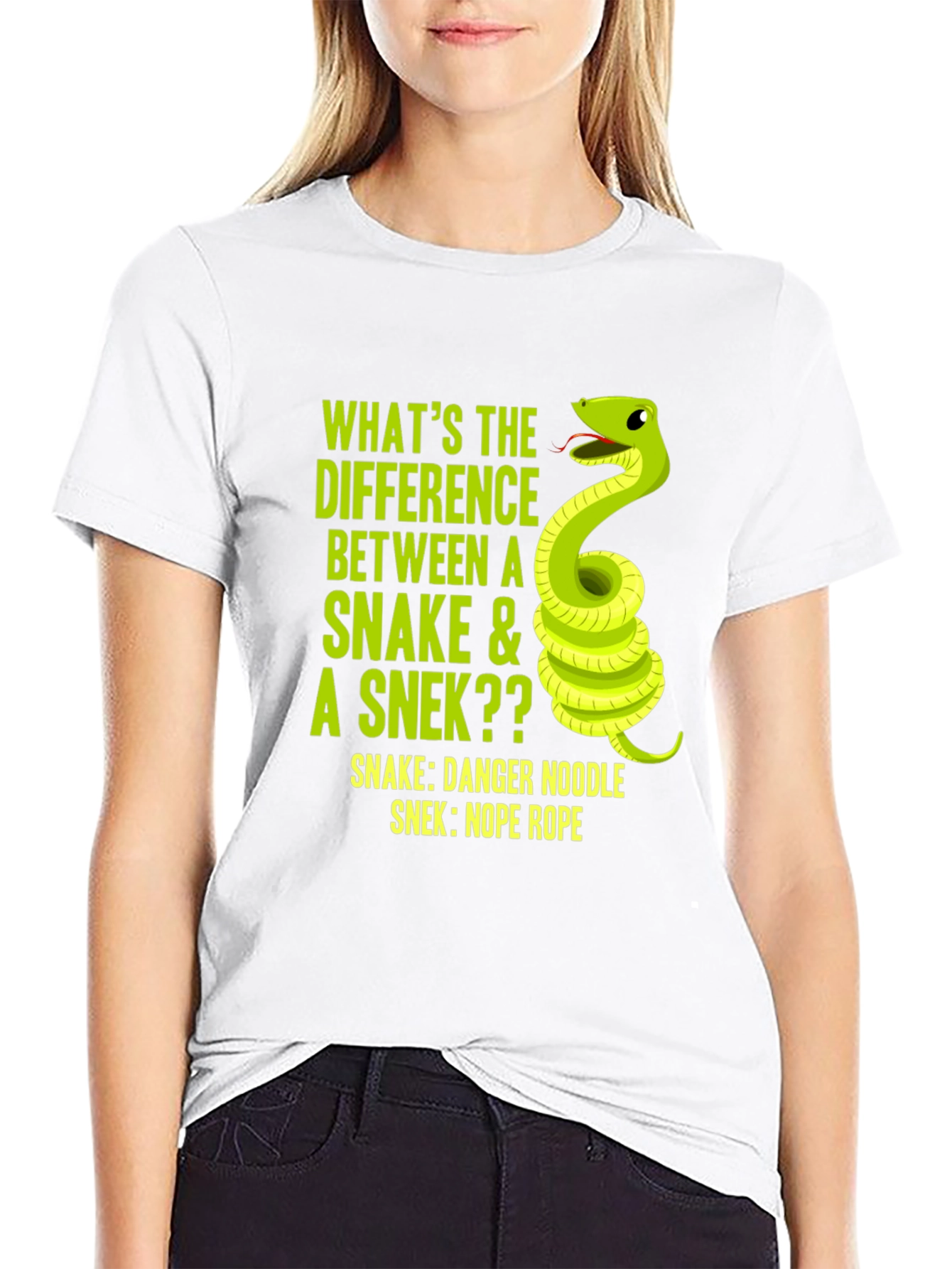 Black Funny Snake vs Snek T-Shirt, Danger Noodle Tee view 9