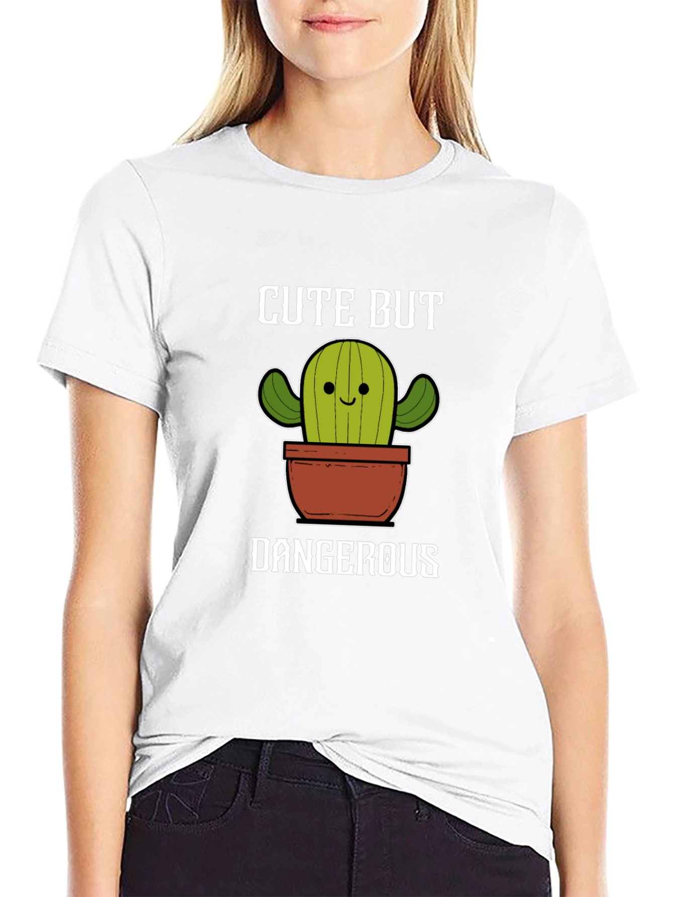 Black Cute But Dangerous Cactus Graphic Tee view 9