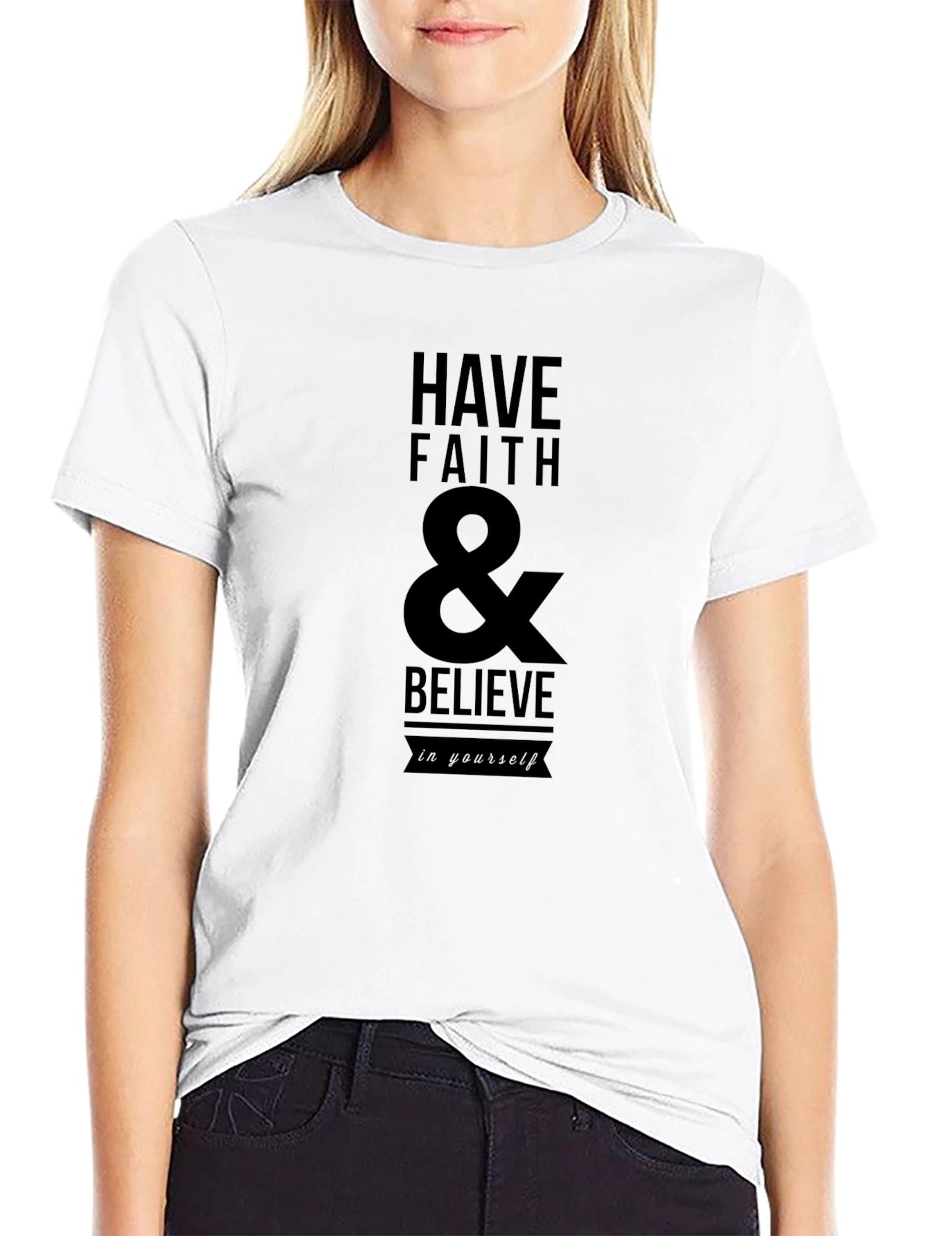 Black Faith & Believe Graphic Tee - Black Cotton Blend view 9