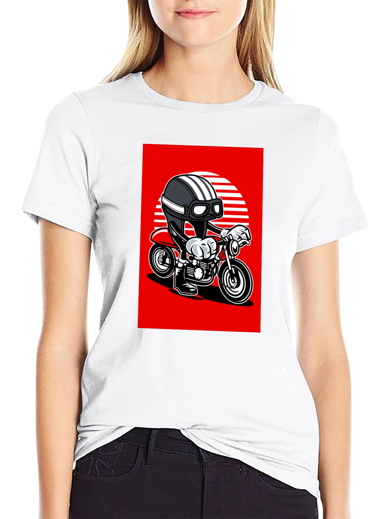 Black Cool Rider Graphic Tee - Black Cotton Blend view 9