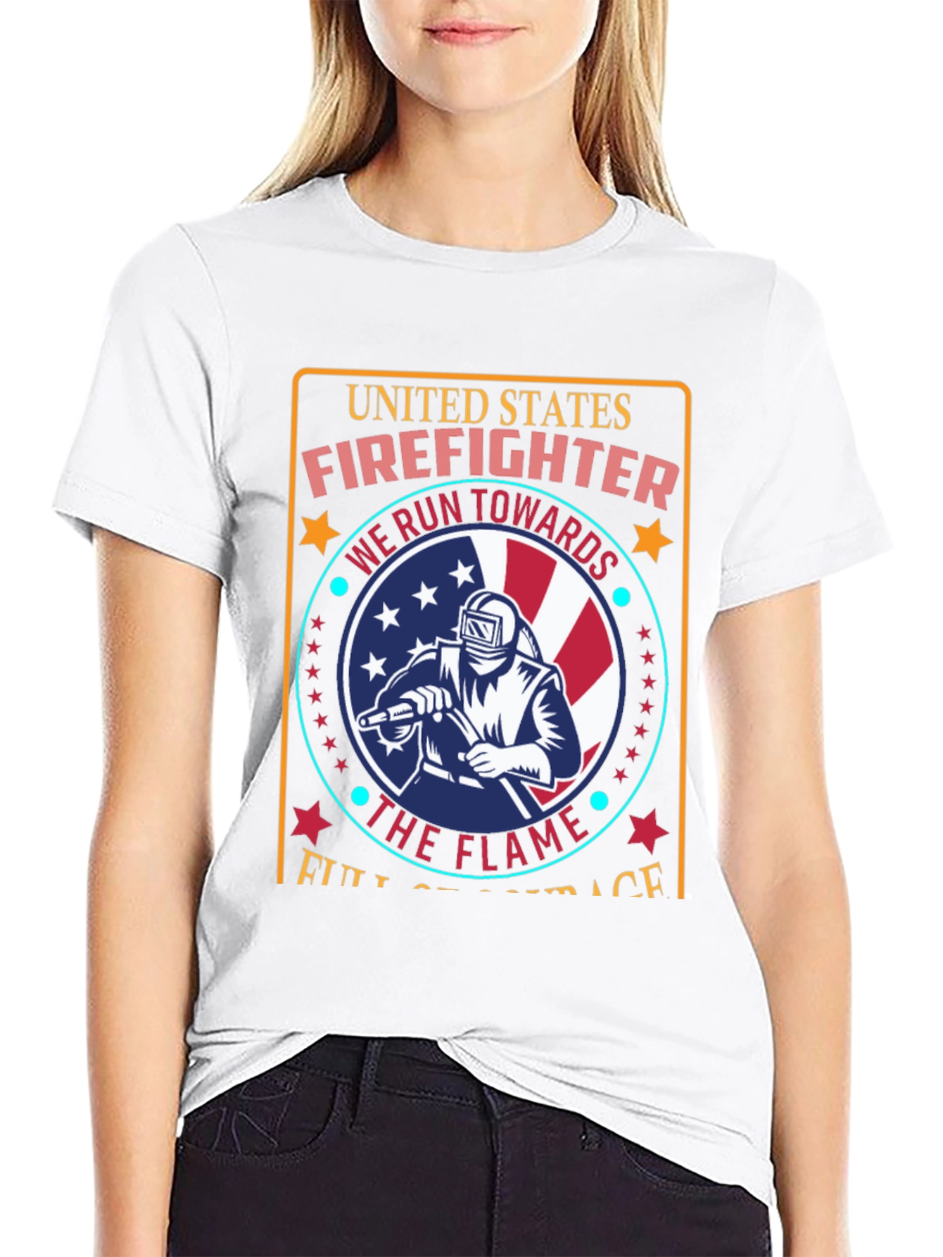 Black United States Firefighter Graphic Tee view 9