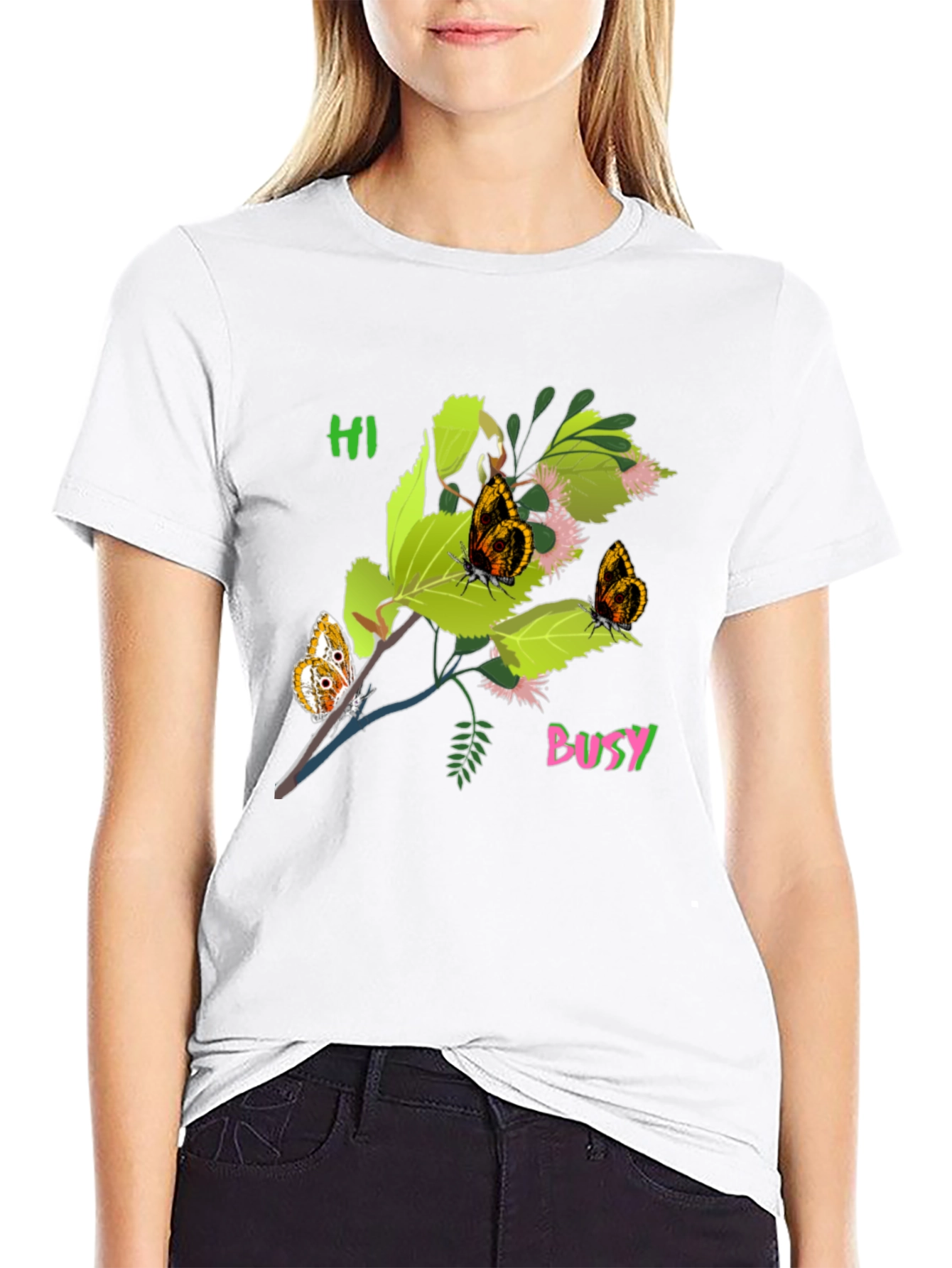 Black Black T-Shirt with Butterfly Bush Graphic view 9