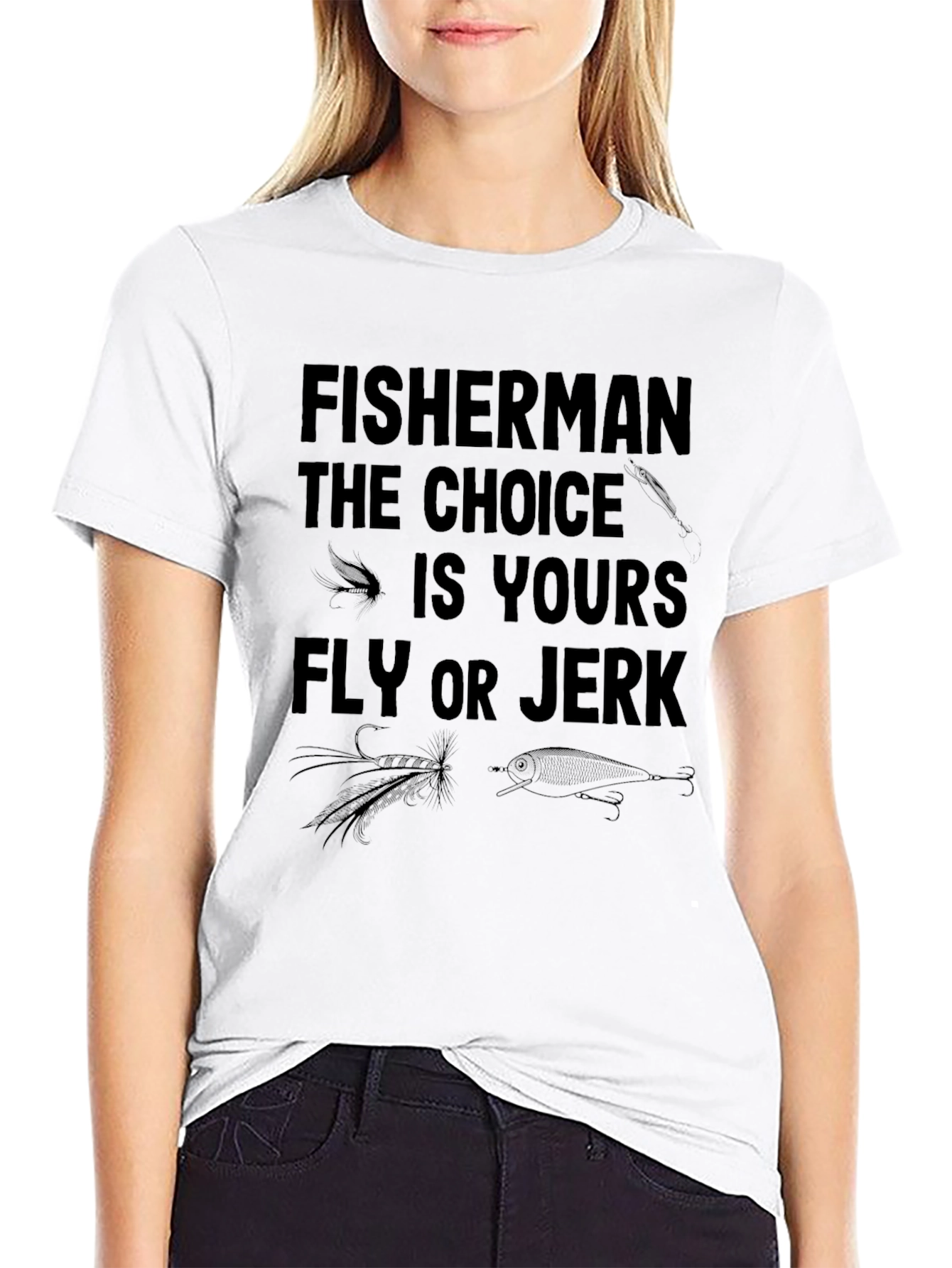 Black Fisherman Choice T-Shirt: Fly or Jerk Fishing Tee view 9