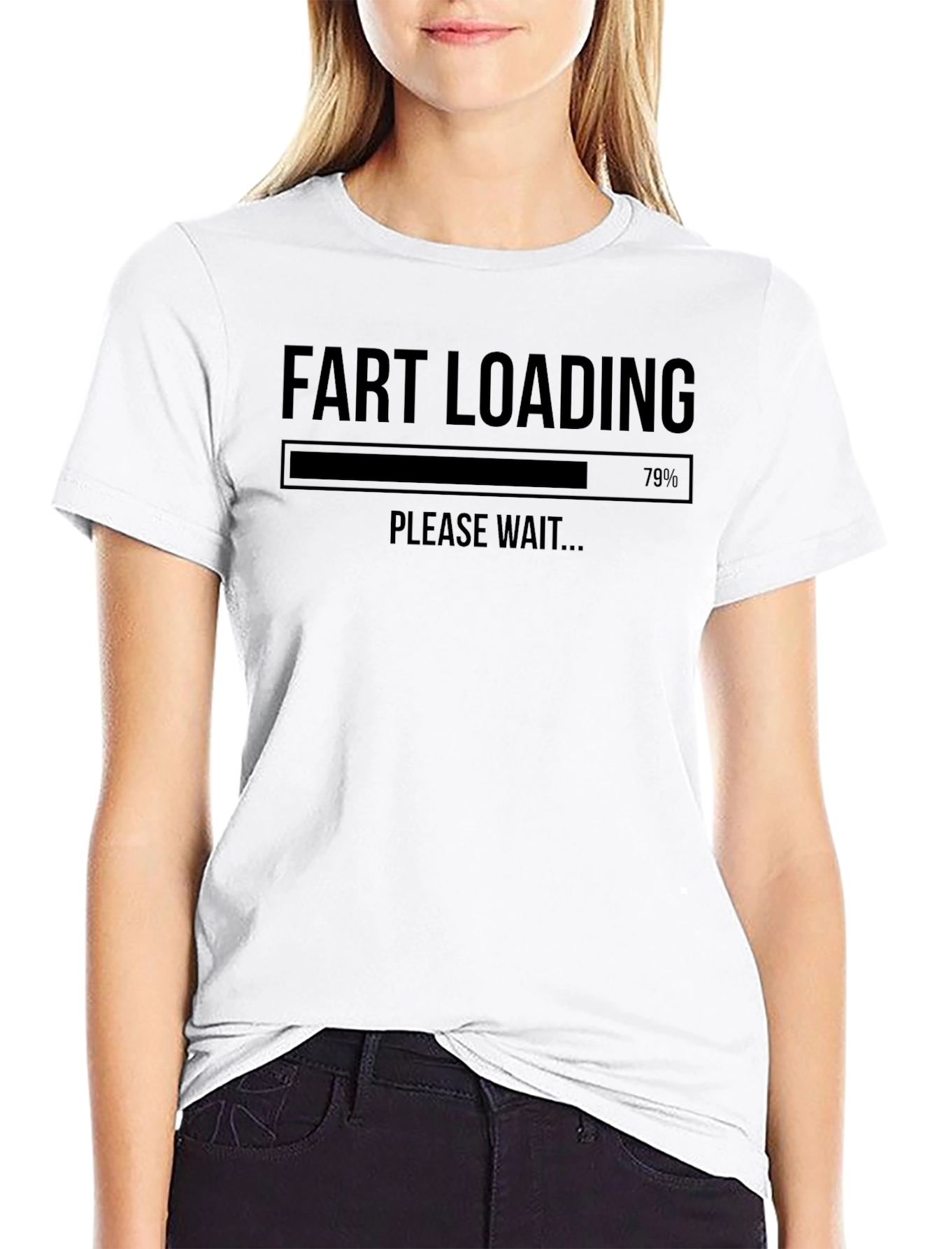 Black Fart Loading Funny Humor Graphic T-Shirt view 9