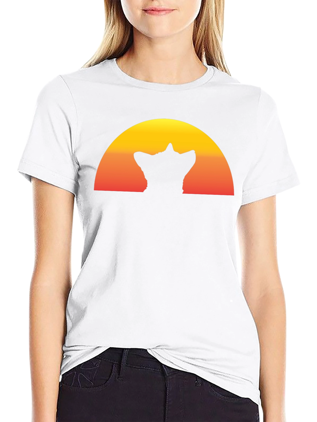 Black Sunset Silhouette Cat T-Shirt - Black view 9