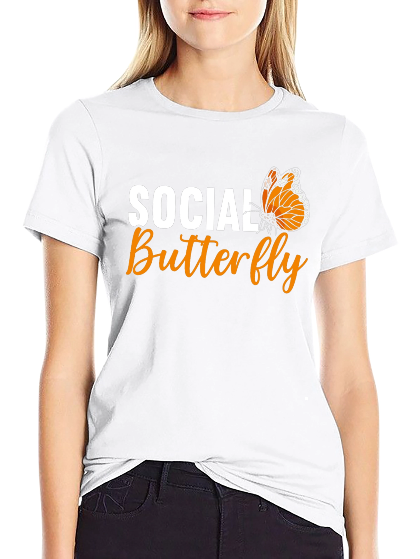 Black Social Butterfly Graphic Tee - Black Unisex T-Shirt view 9