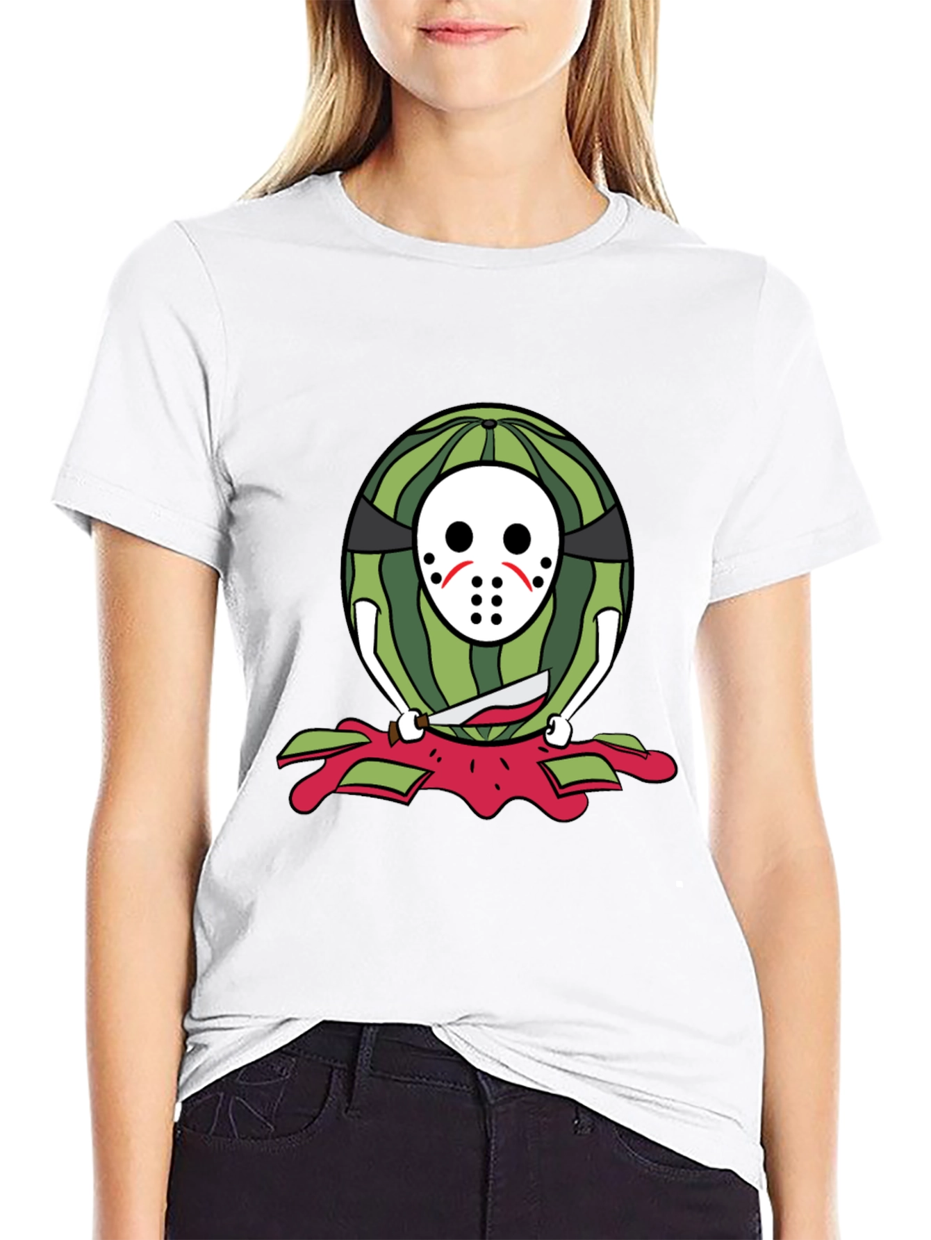Black Watermelon Horror T-Shirt view 9