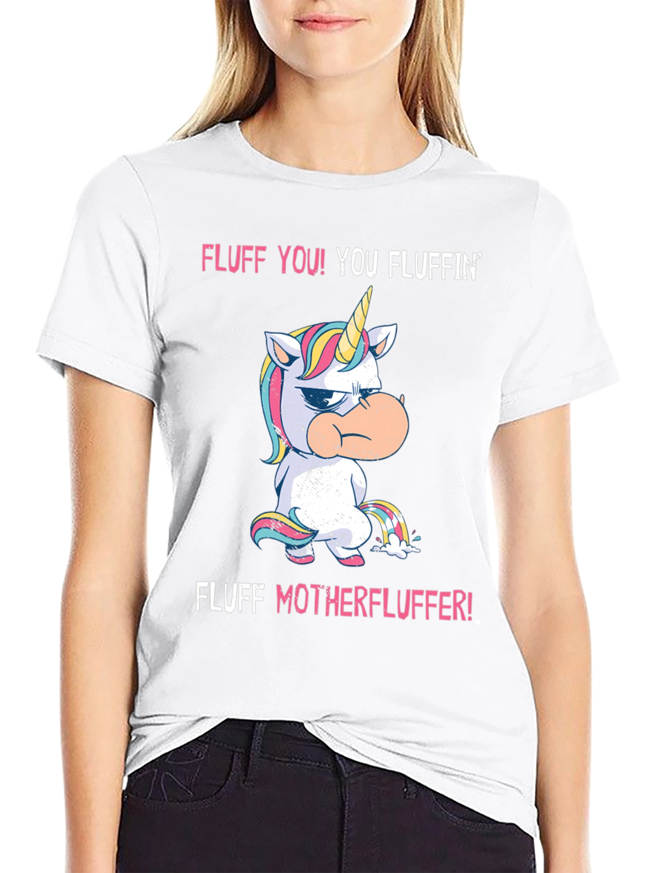 Black Fluff You! Unicorn Graphic Tee - Black Cotton view 9