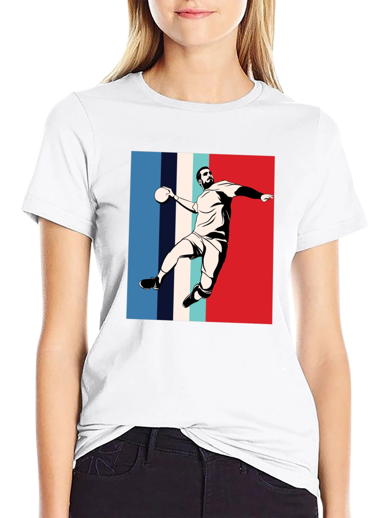 Black Handball Player Graphic T-Shirt view 9
