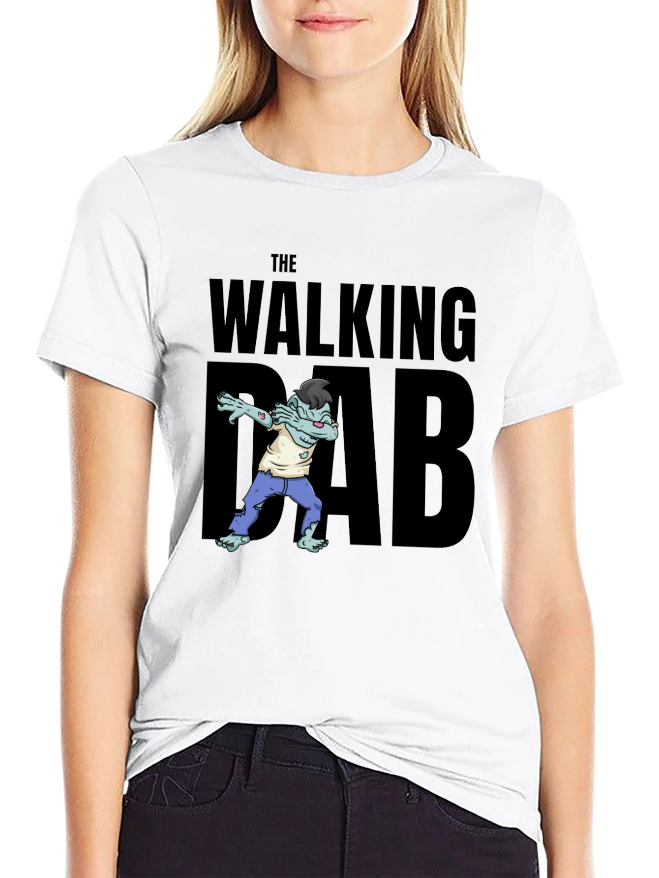 Black The Walking Dab T-Shirt - Funny Zombie Graphic Tee view 9