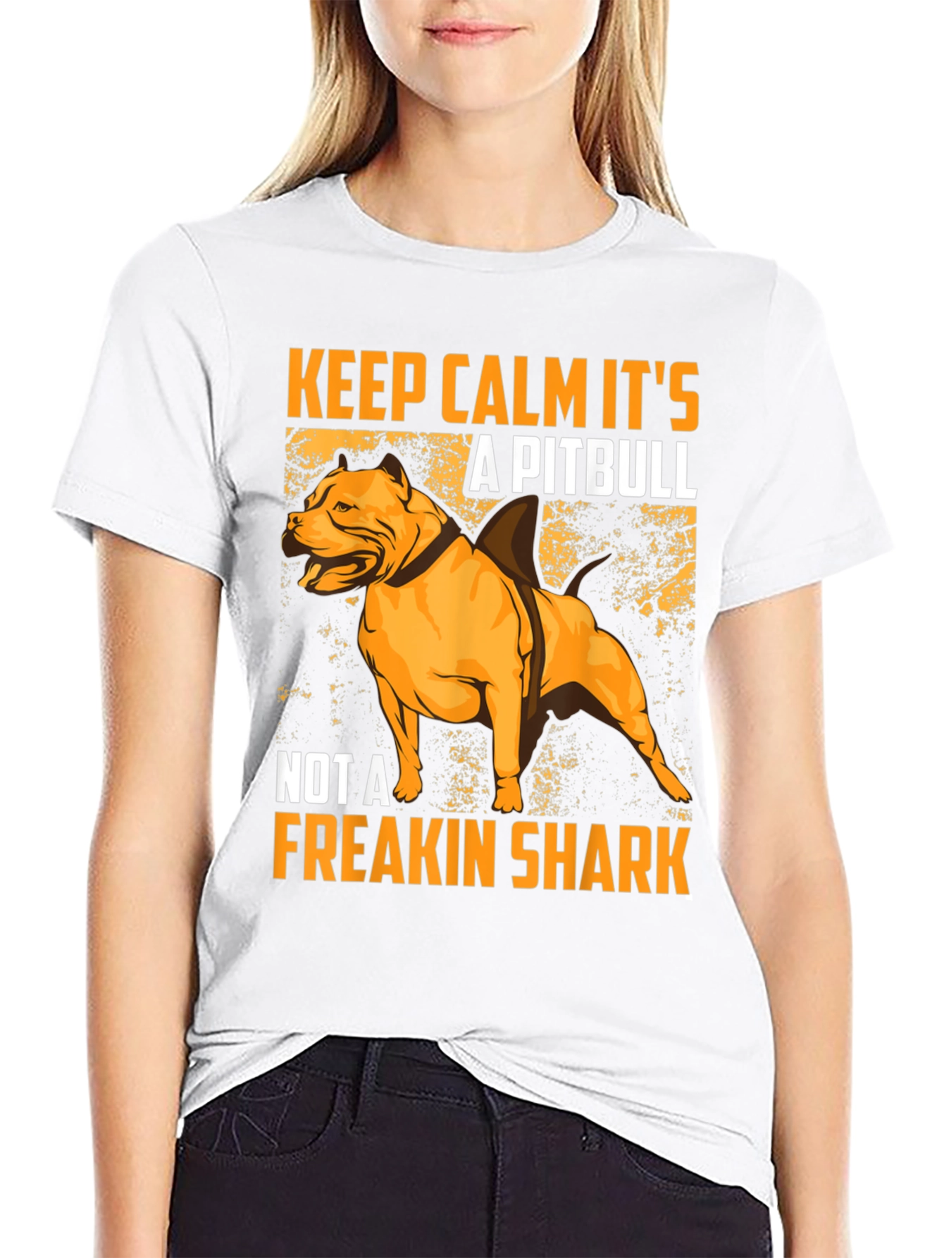 Black Pitbull Shark Humor Graphic T-Shirt view 9