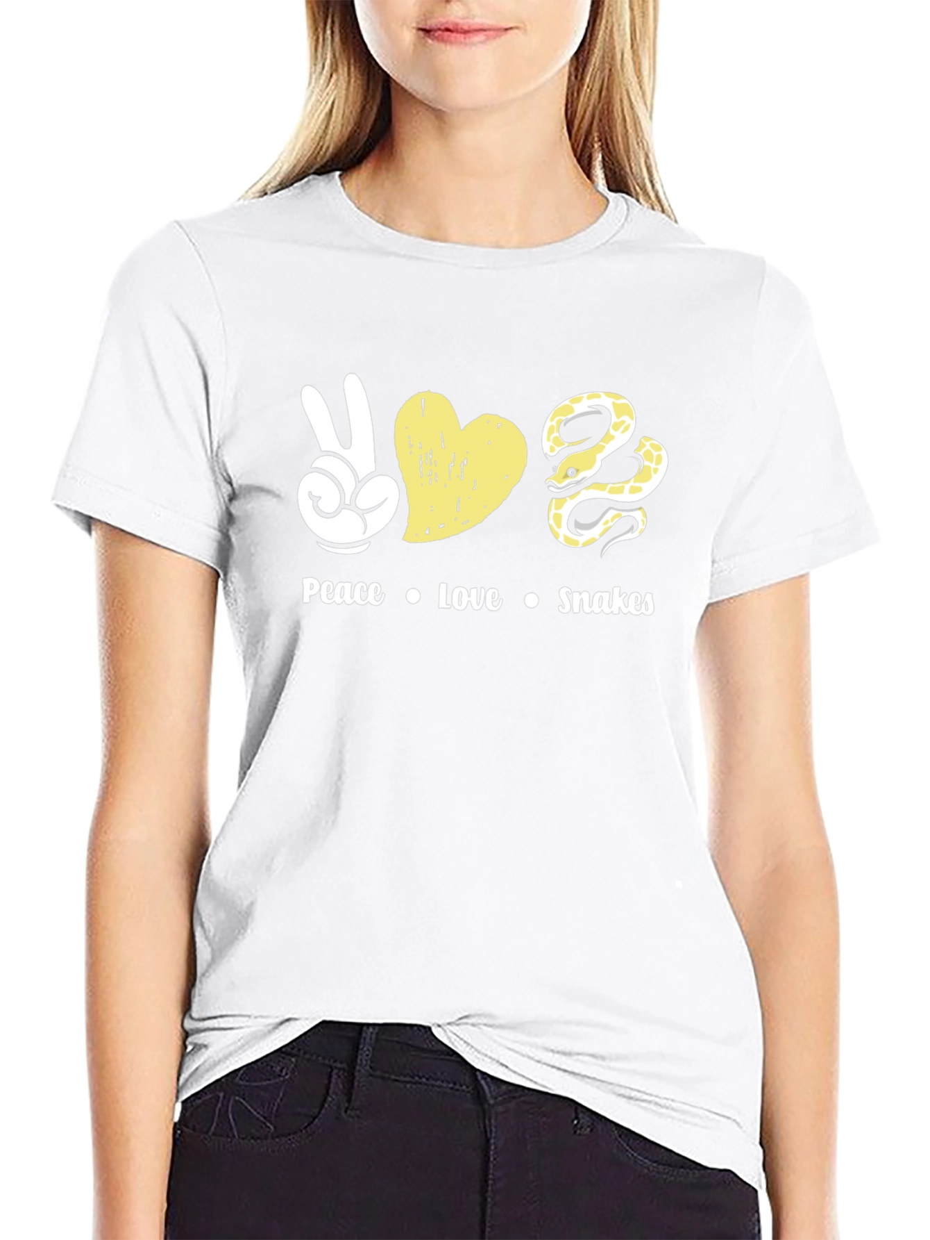 Black Peace Love Snakes T-Shirt - Unique Graphic Tee view 9