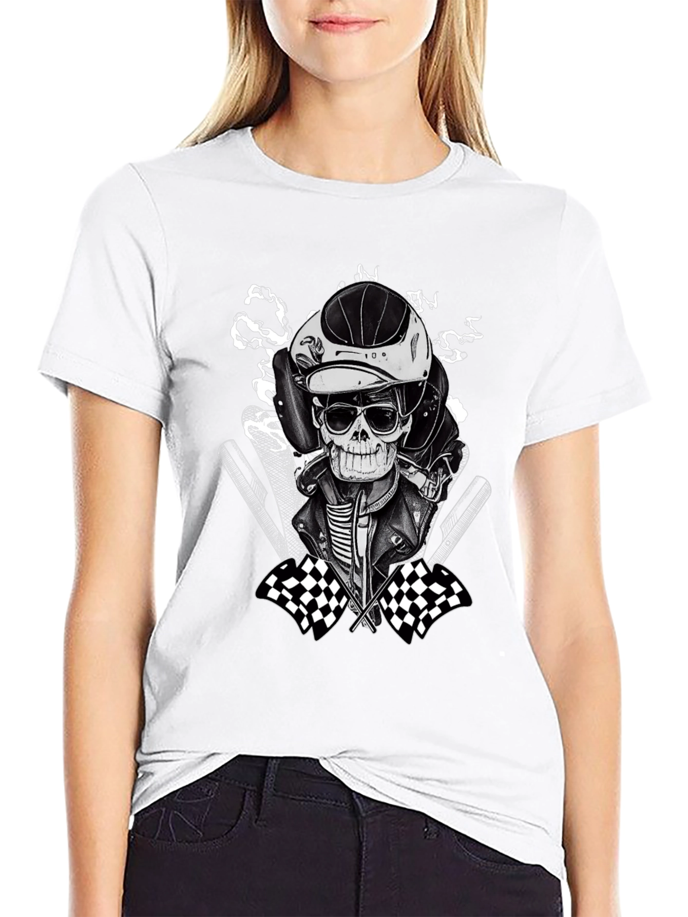 Black Racer Skeleton Graphic Tee view 9