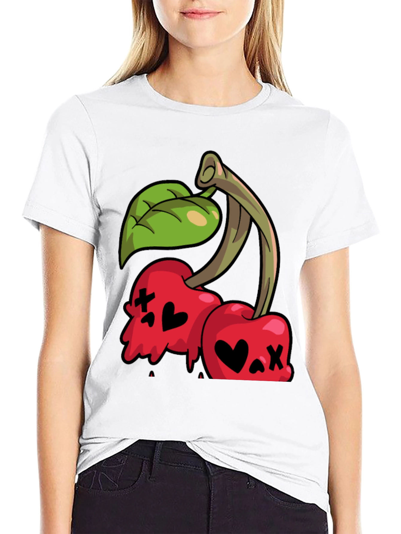 Black Cherry Skull Graphic Tee - Edgy Style view 9