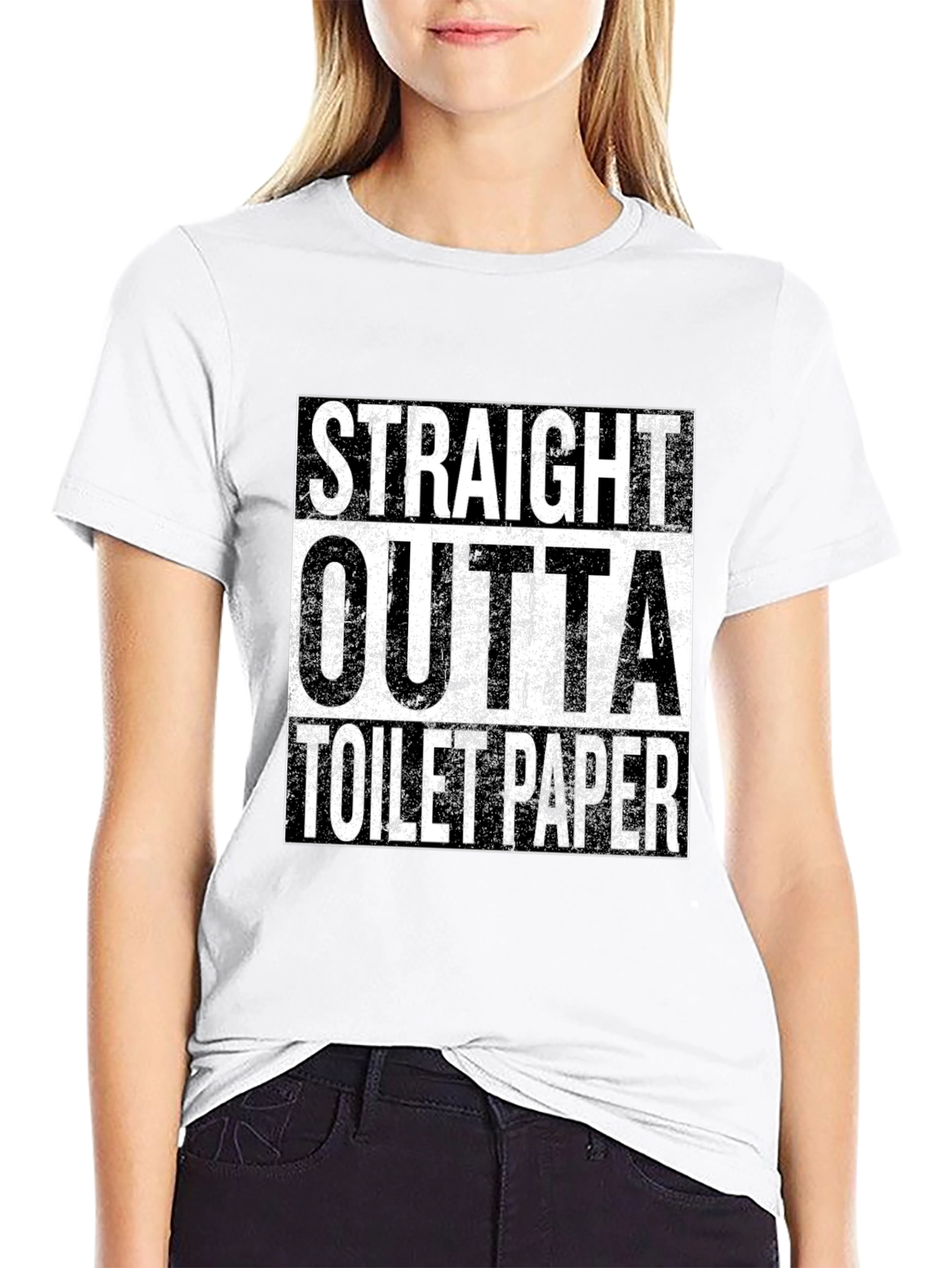Black Straight Outta Toilet Paper - Novelty Tee view 9