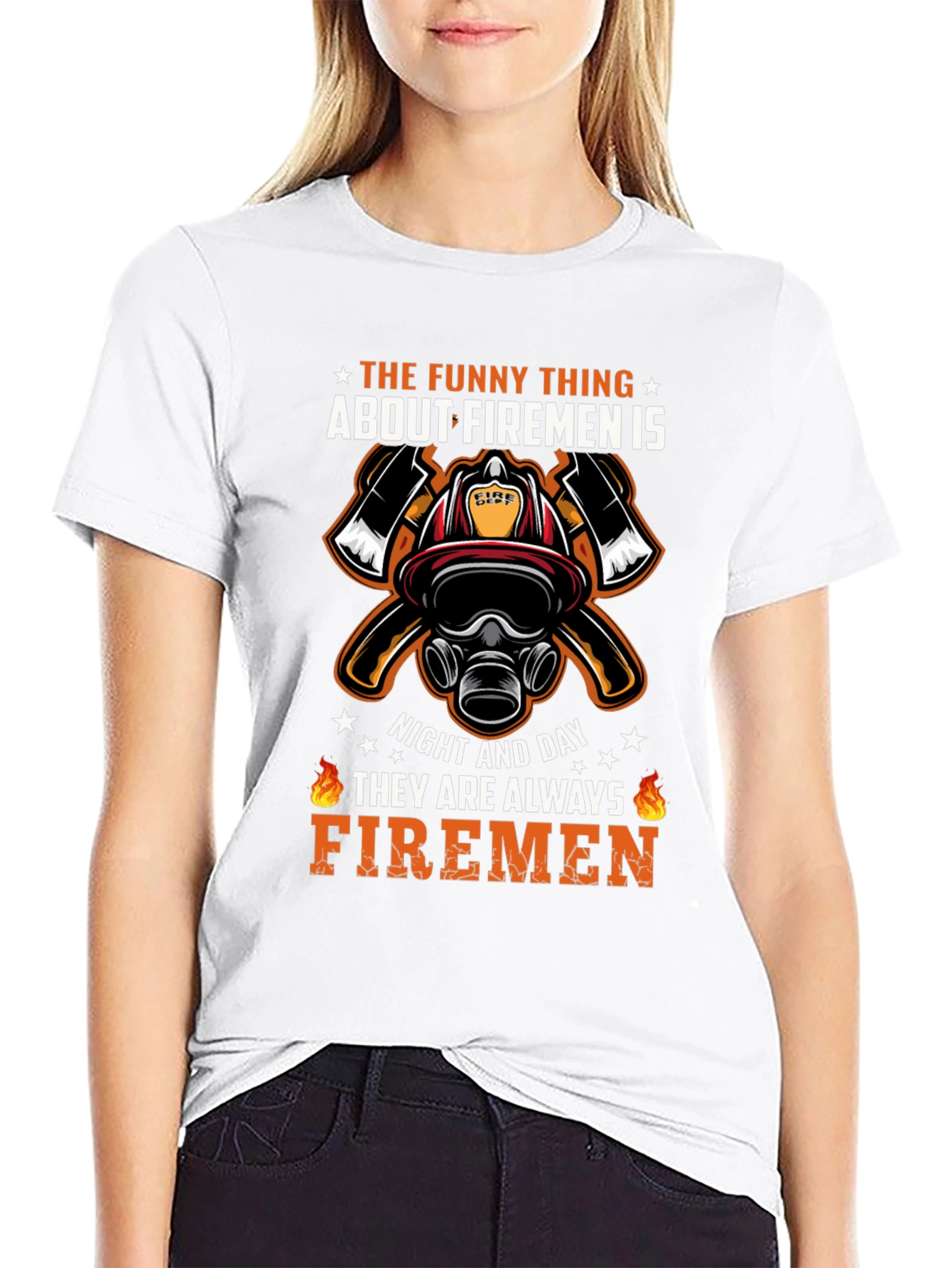 Black Firemen Graphic T-Shirt - Always Firemen Design view 9