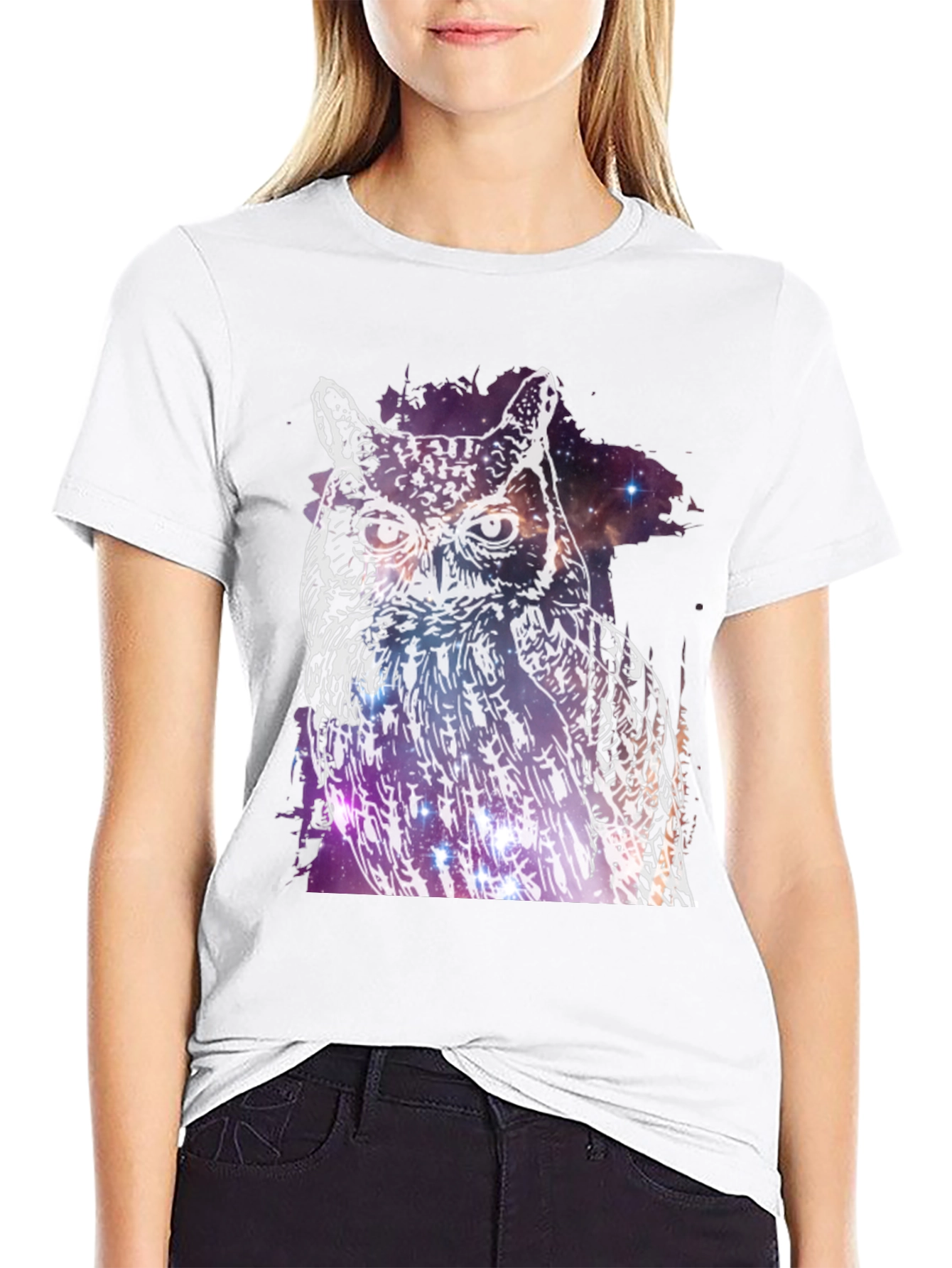 Black Cosmic Owl Graphic Tee - Black view 9