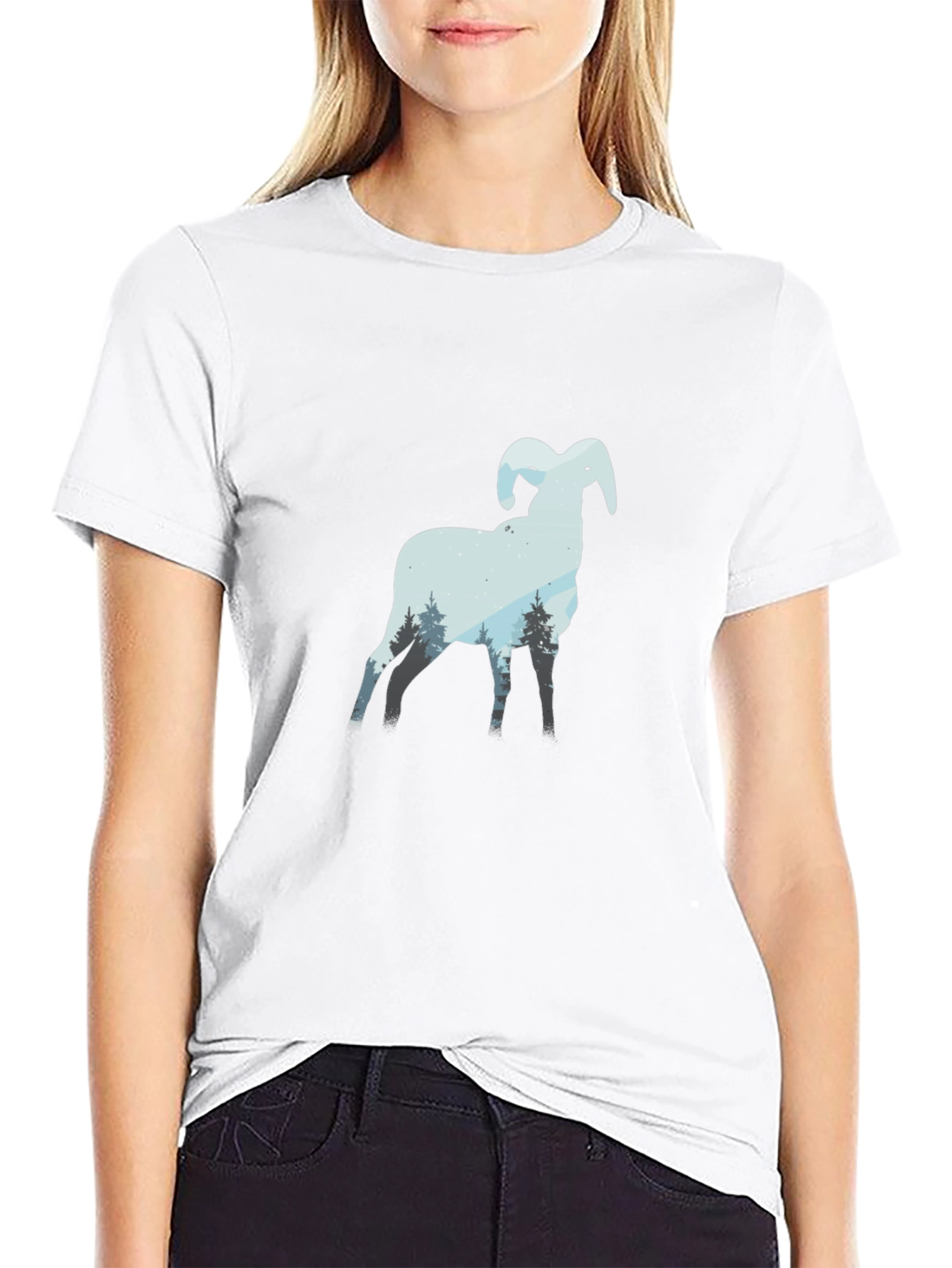 Black Ram Mountain Scene Black T-Shirt view 9