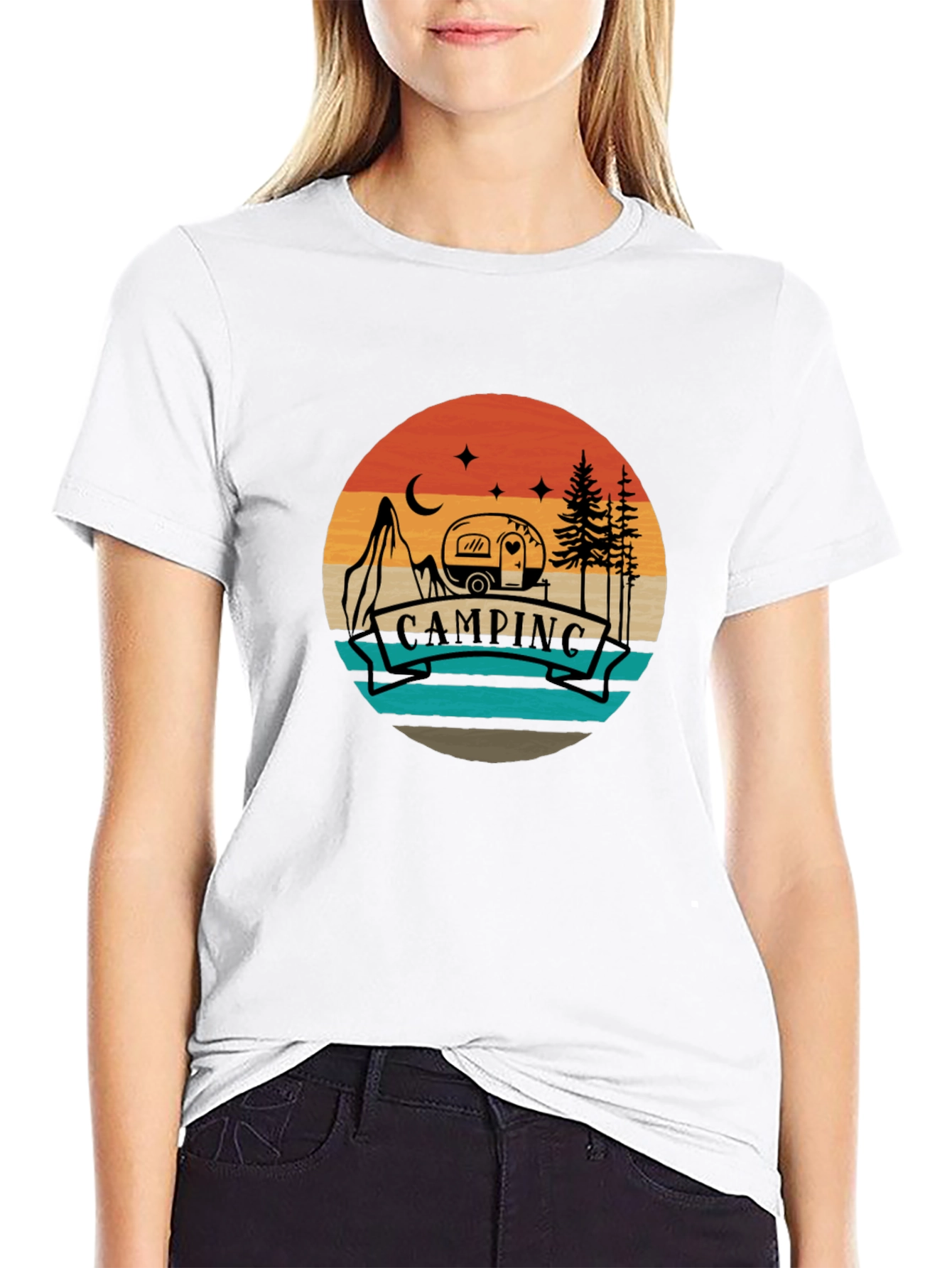 Black Camping Adventure Tee - Retro Graphic T-Shirt view 9