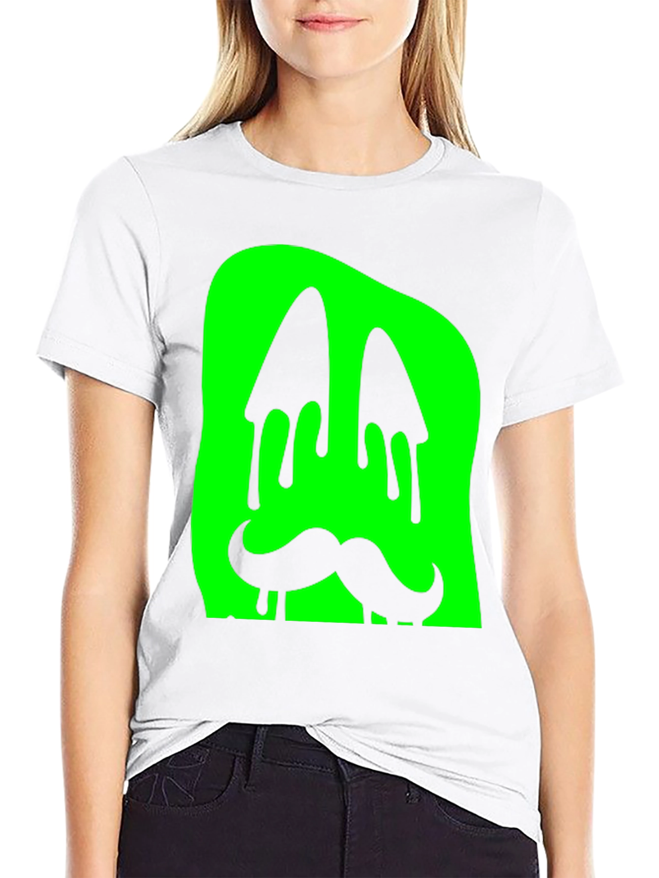 Black Green Slime Monster Face Graphic T-Shirt view 9