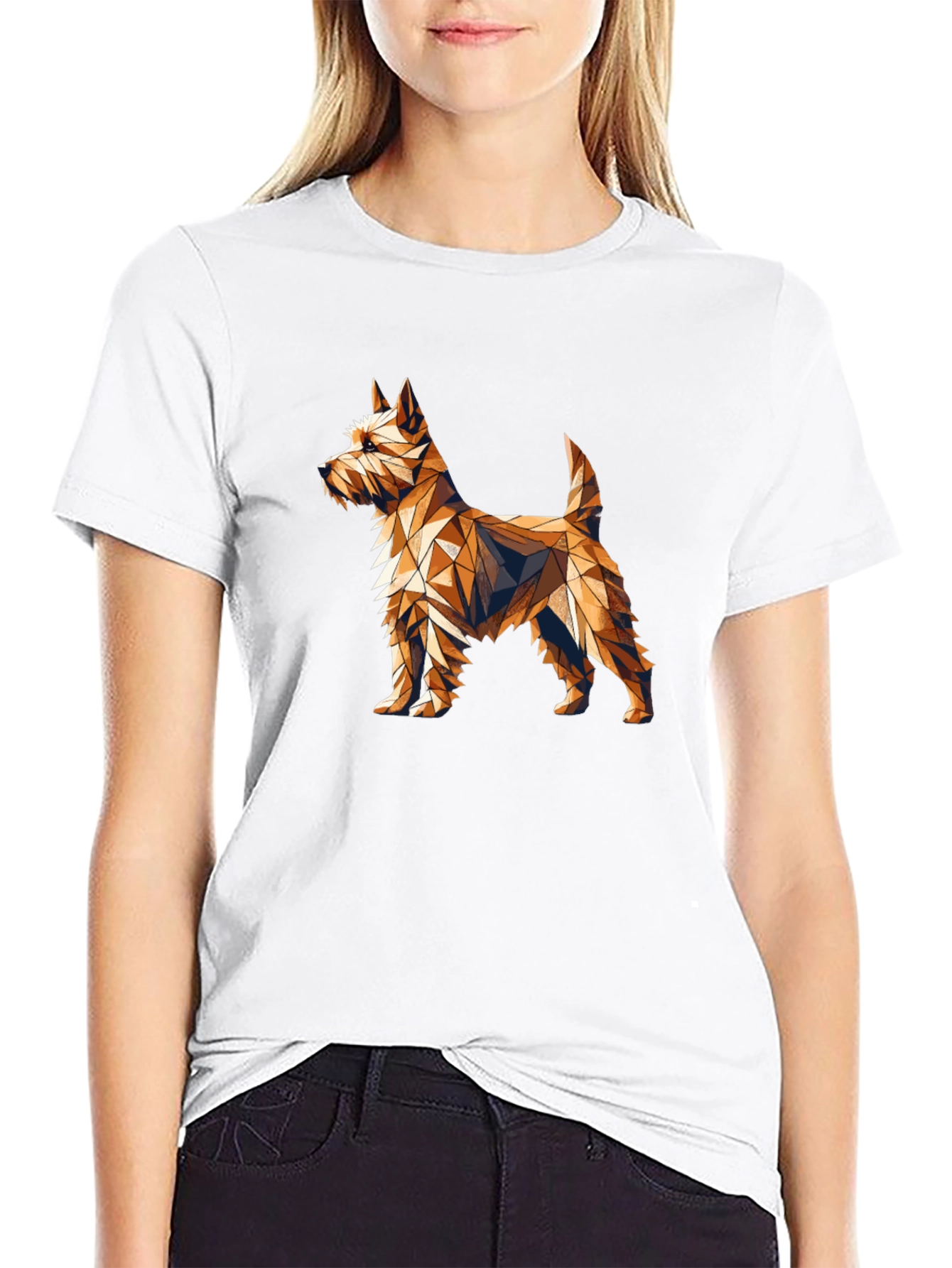 Black Geometric Dog Graphic Black T-Shirt view 9