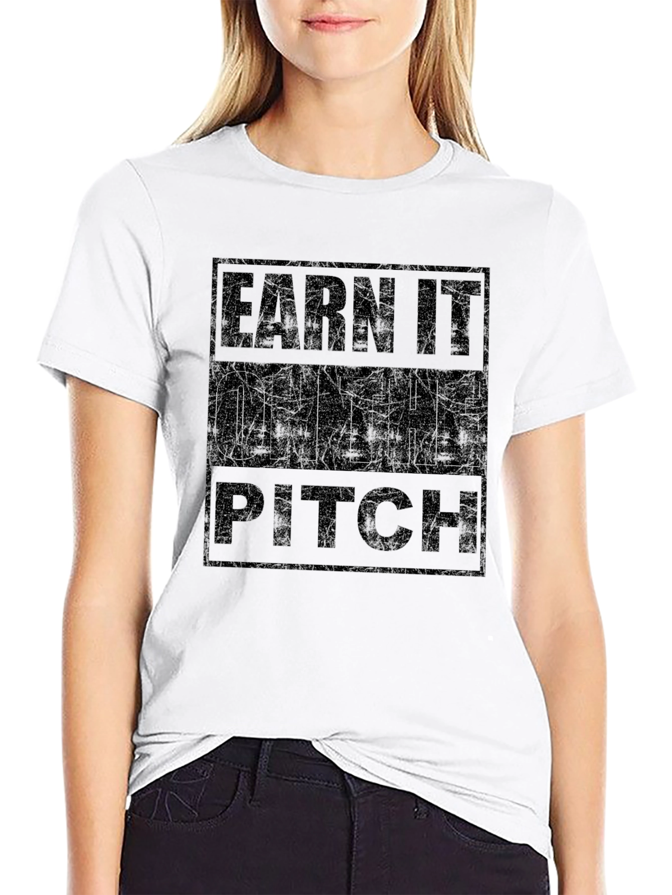 Black Earn It On The Pitch T-Shirt - Black Graphic Tee view 9
