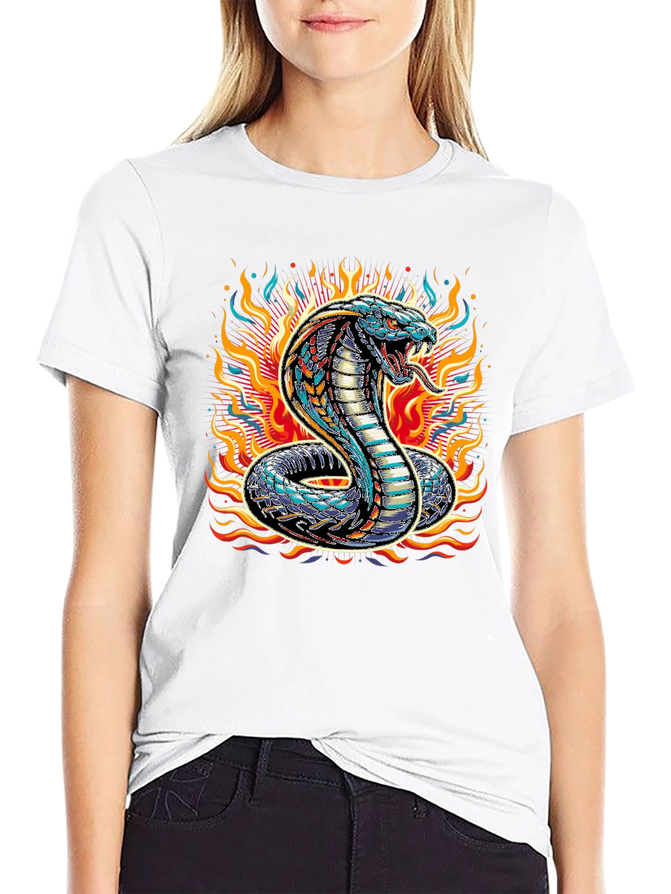 Black Fiery Cobra Graphic Tee - Men's Black T-Shirt view 9