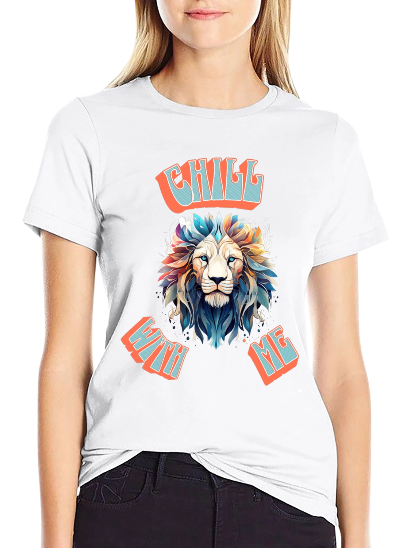 Chill With Me Lion Graphic Tee - Relaxed Vibe Shirt - 9