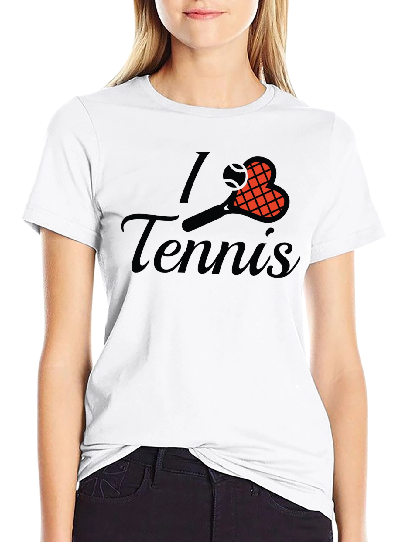 Black I Love Tennis Graphic Tee - Sporty Casual Comfort view 9