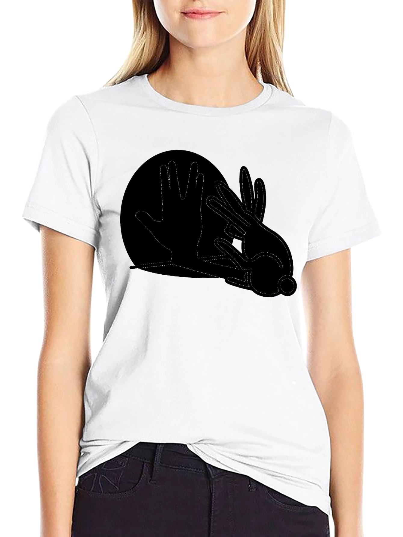 Black Shadow Hands T-Shirt - Rabbit Design view 9