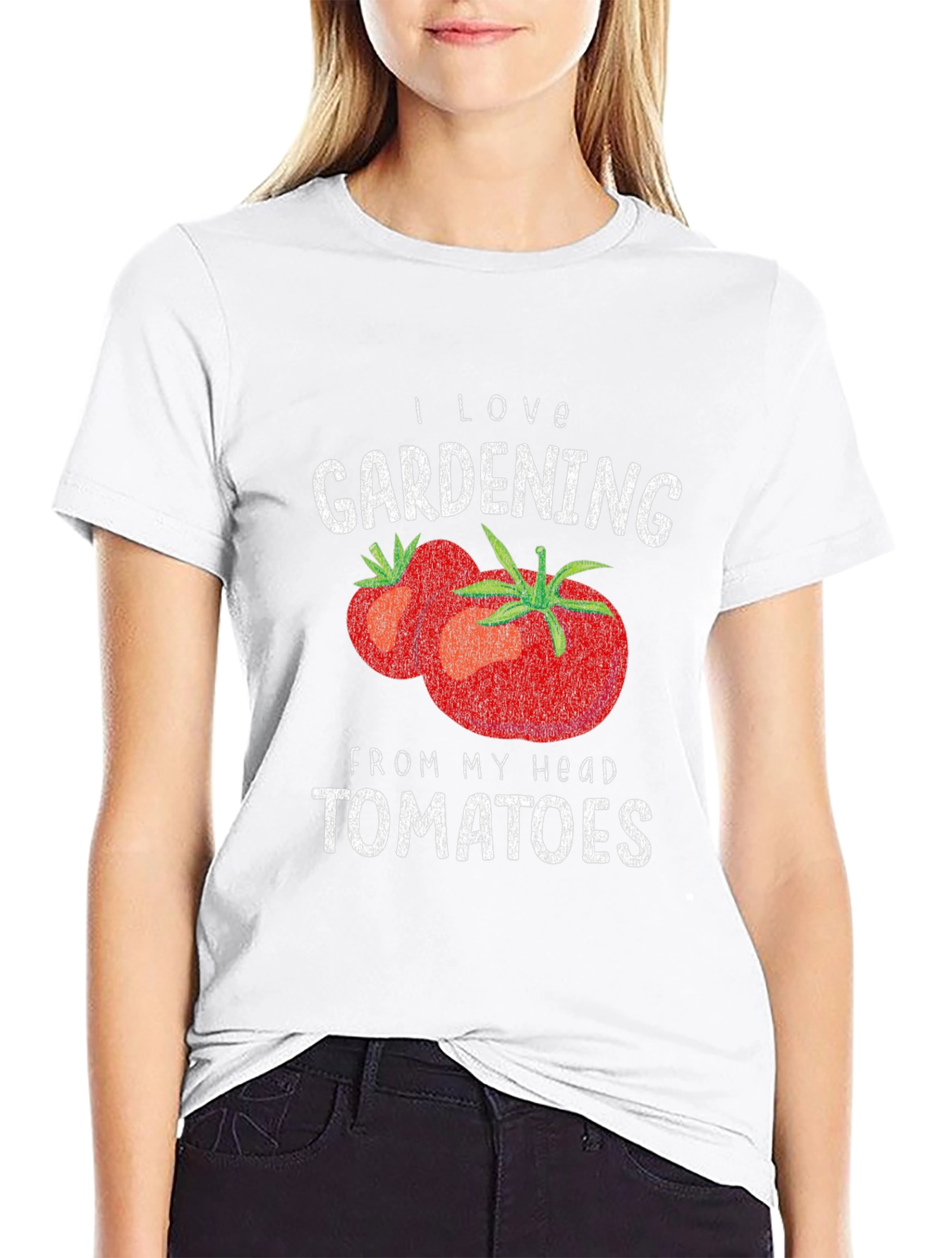 Black I Love Gardening From My Head Tomatoes Graphic T-Shirt view 9