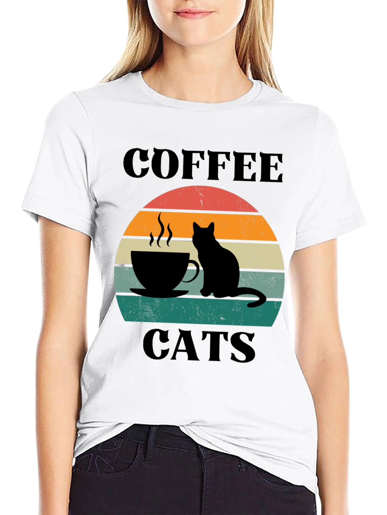 Black Coffee Cats T-Shirt view 9