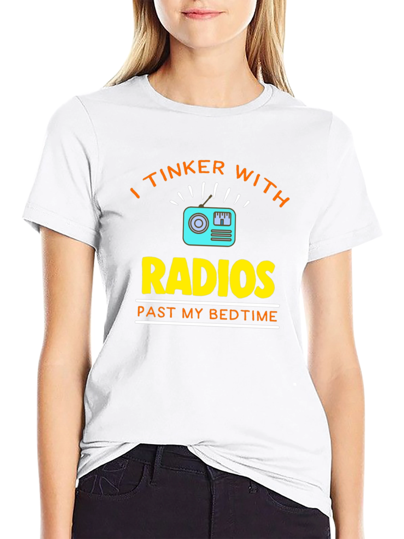 Black I Tinker With Radios Black T-Shirt view 9
