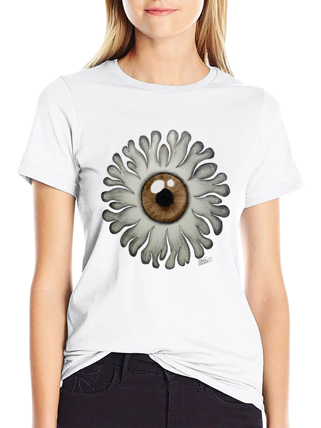 Black Eye Flower Graphic T-Shirt - Unique Design! view 9