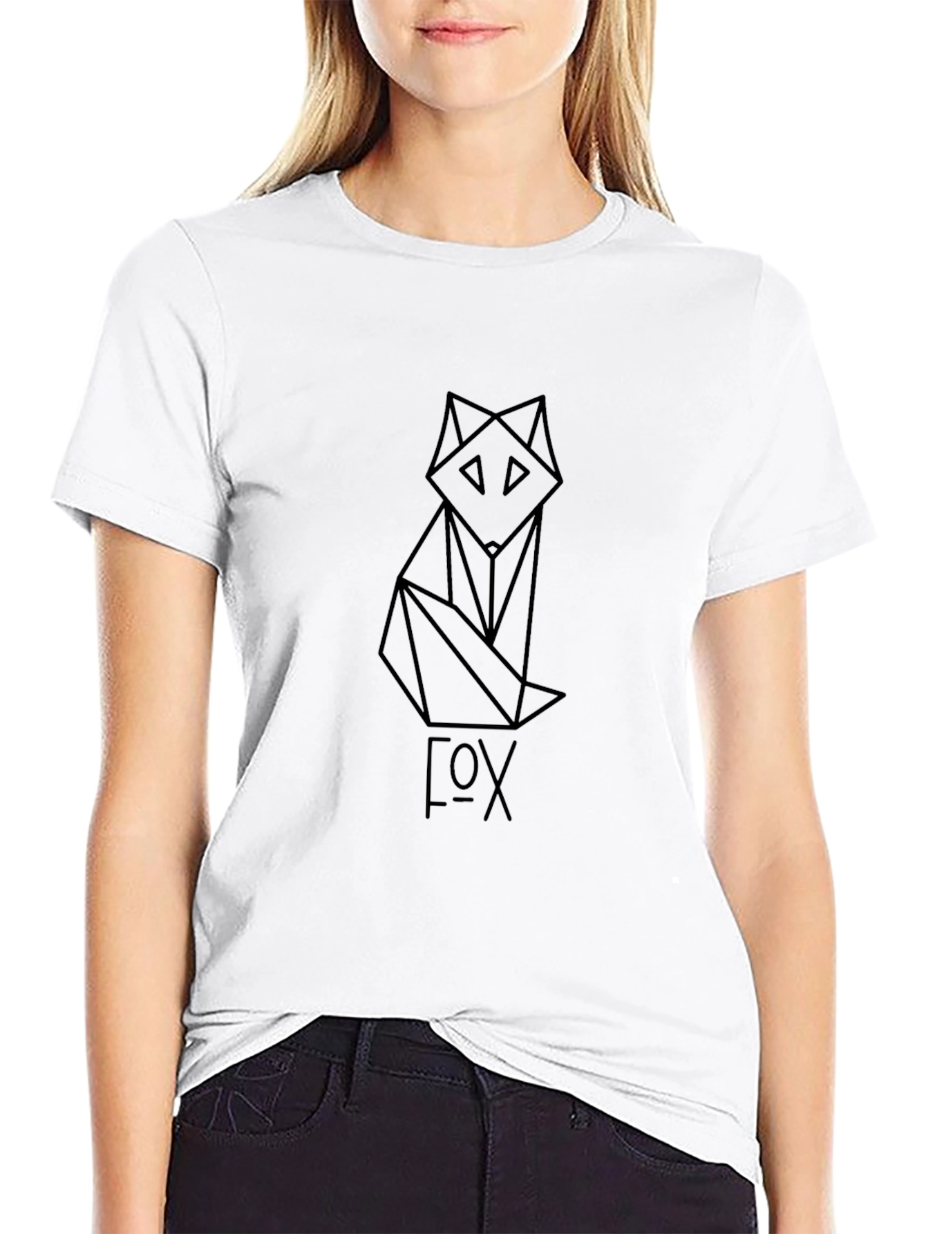 Black Geometric Fox Graphic Tee - Black T-Shirt view 9