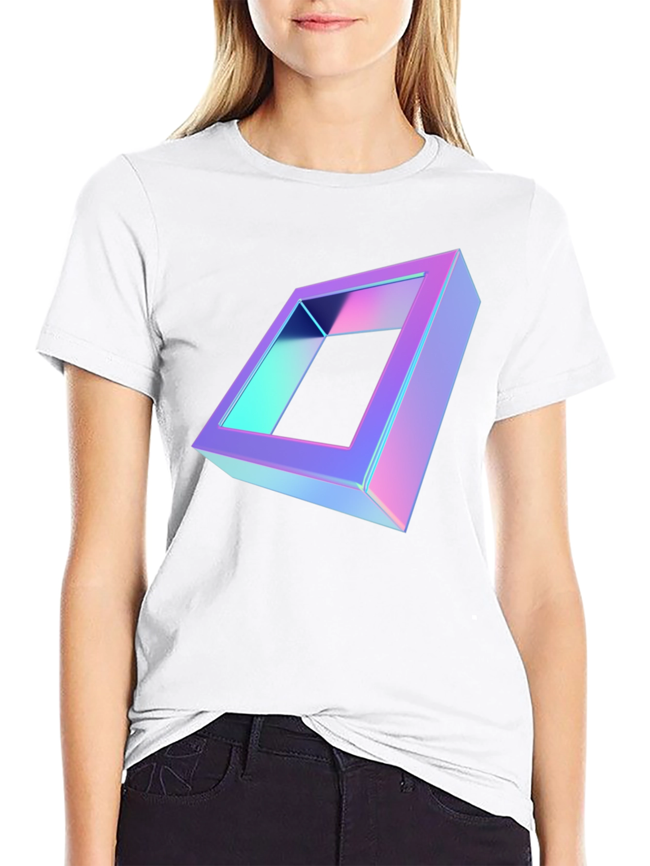 Black Geometric Illusion Black T-Shirt view 9
