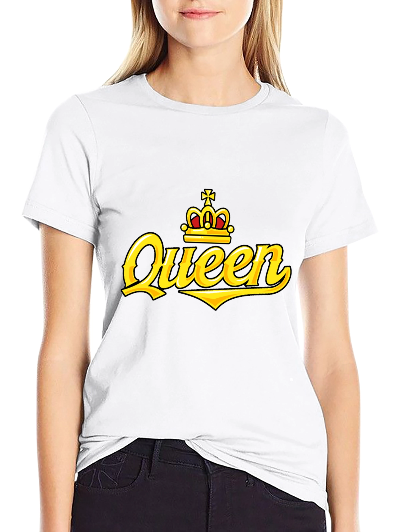 Black Queen Crown Graphic Print Black T-Shirt view 9
