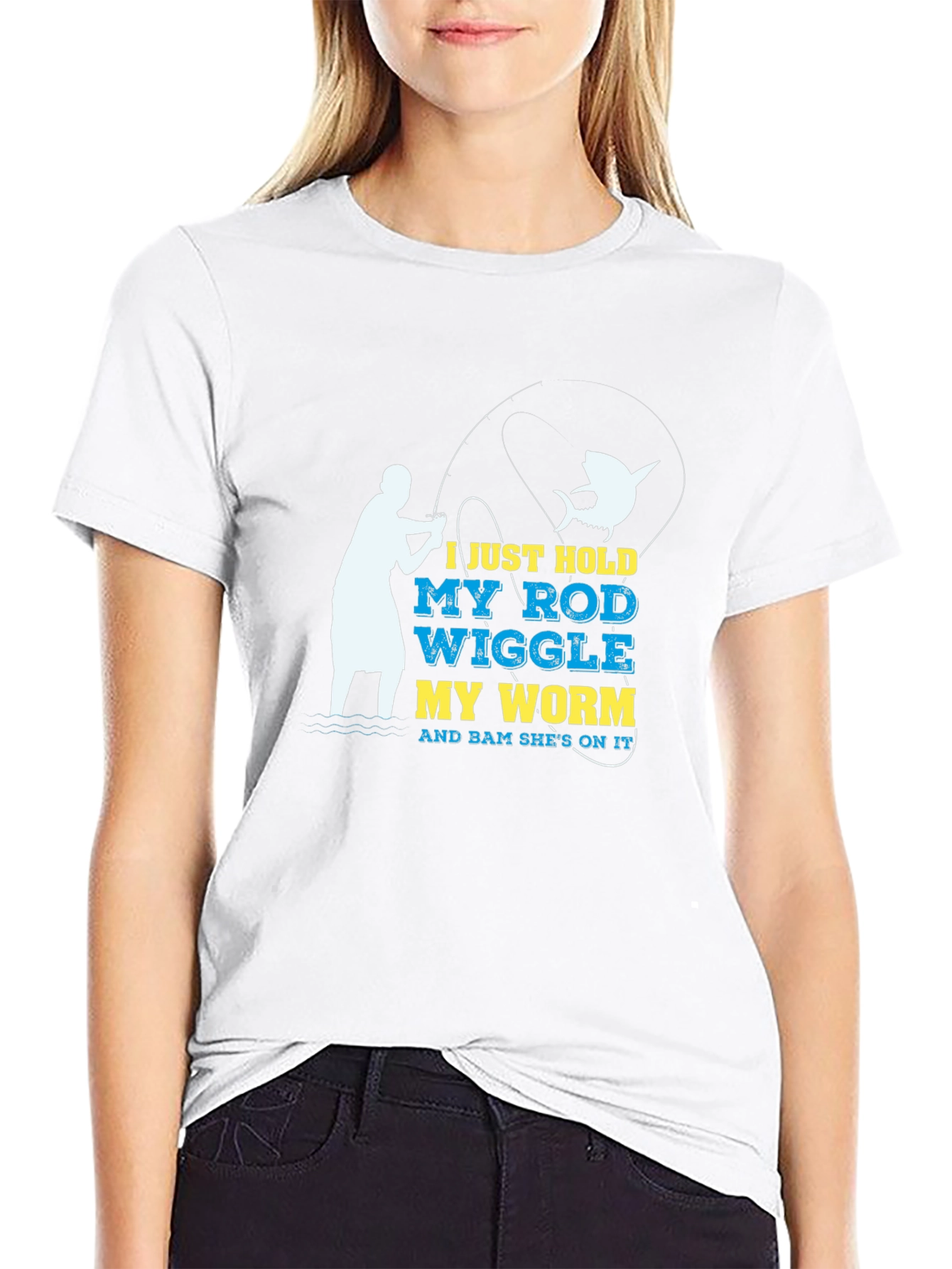 Black Funny Fishing T-Shirt - Hold My Rod Wiggle My Worm view 9