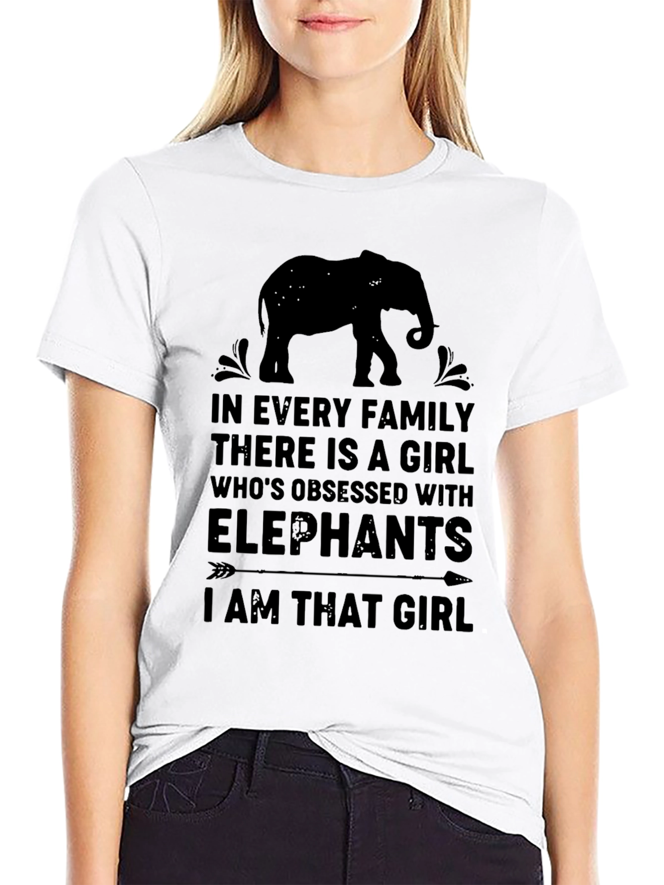 Black Elephant Obsessed Girl Graphic Tee - Black view 9