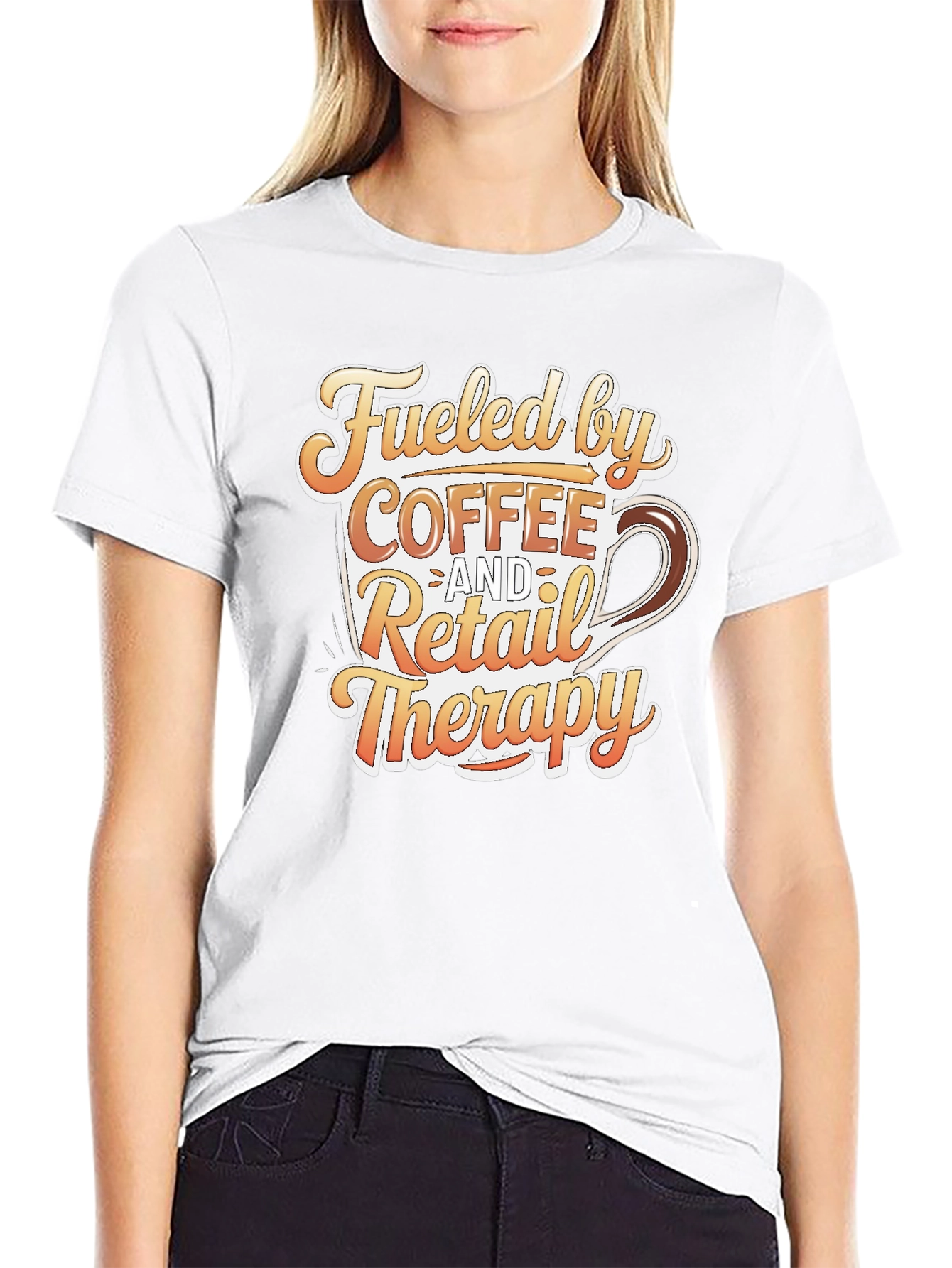Black Coffee and Retail Therapy T-Shirt - Black view 9
