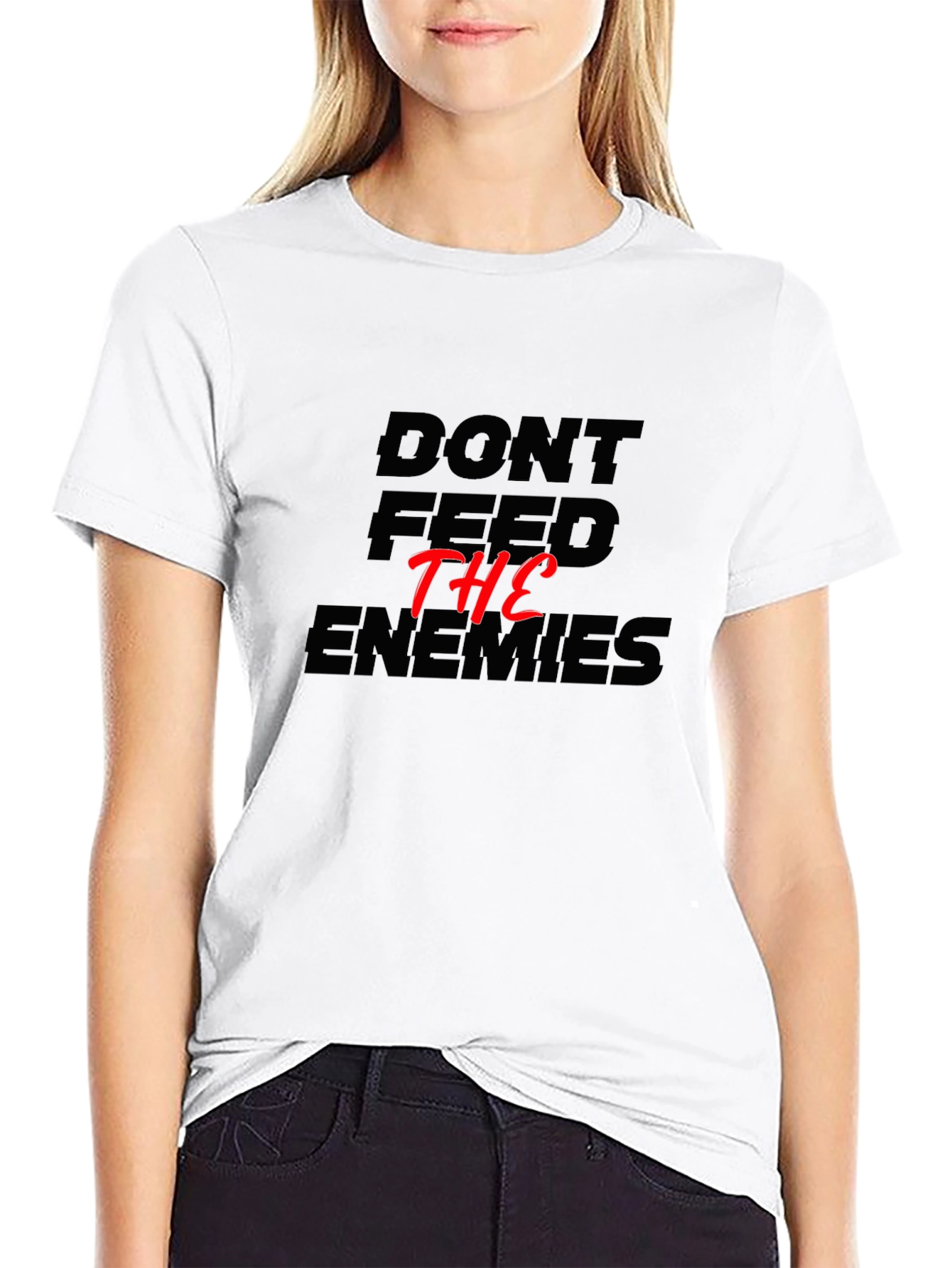 Black Don't Feed The Enemies Graphic Tee - Black view 9