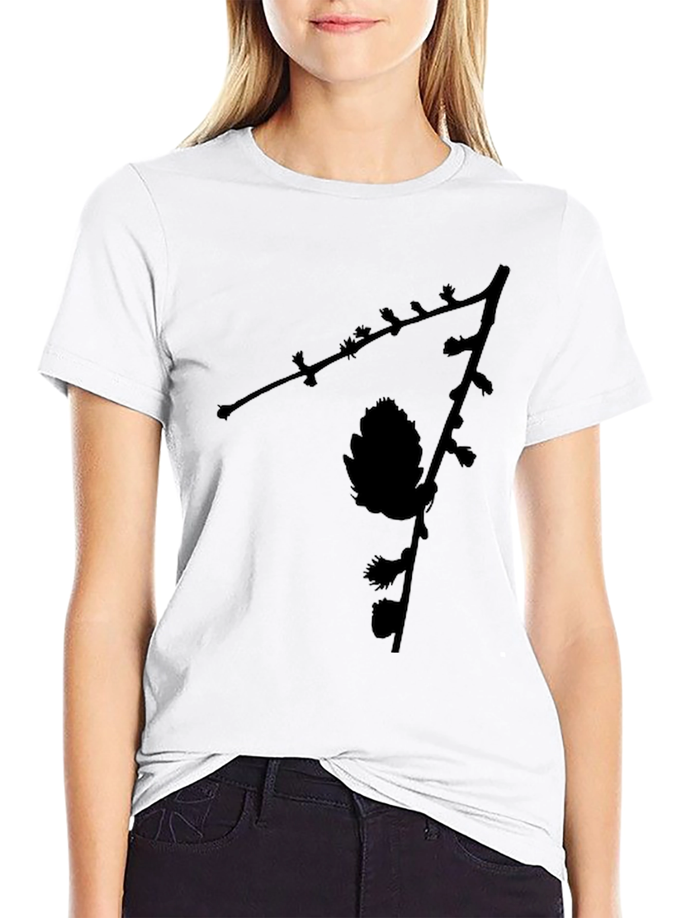 Black Black Pinecone Branch Graphic Tee - Nature Inspired Menswear view 9