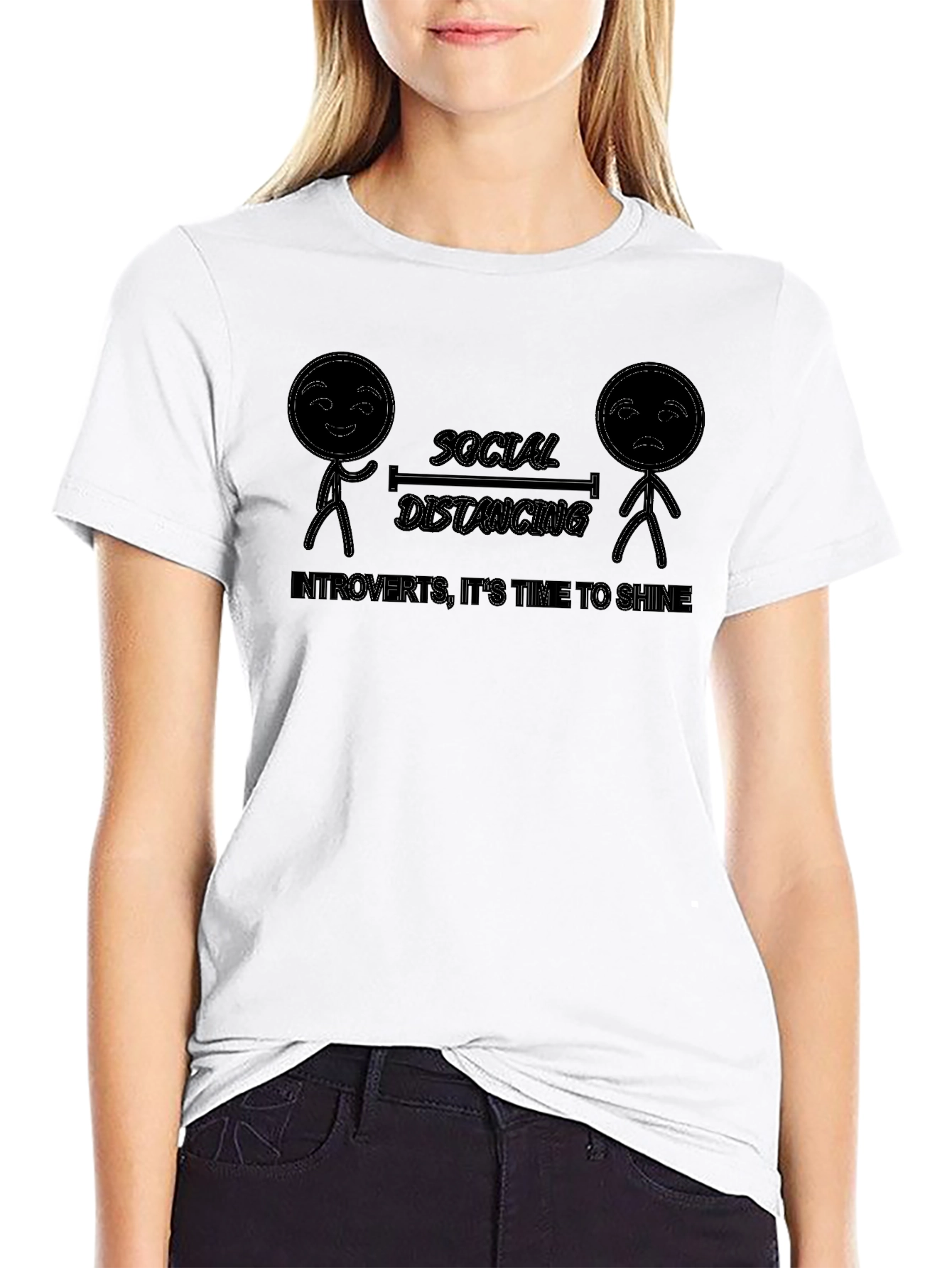 Black Introverts Social Distancing T-Shirt view 9