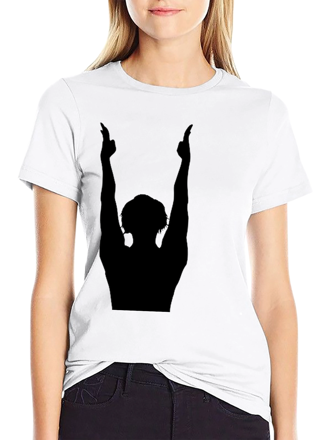 Black Silhouette Graphic Print Black Crew Neck Tee view 9